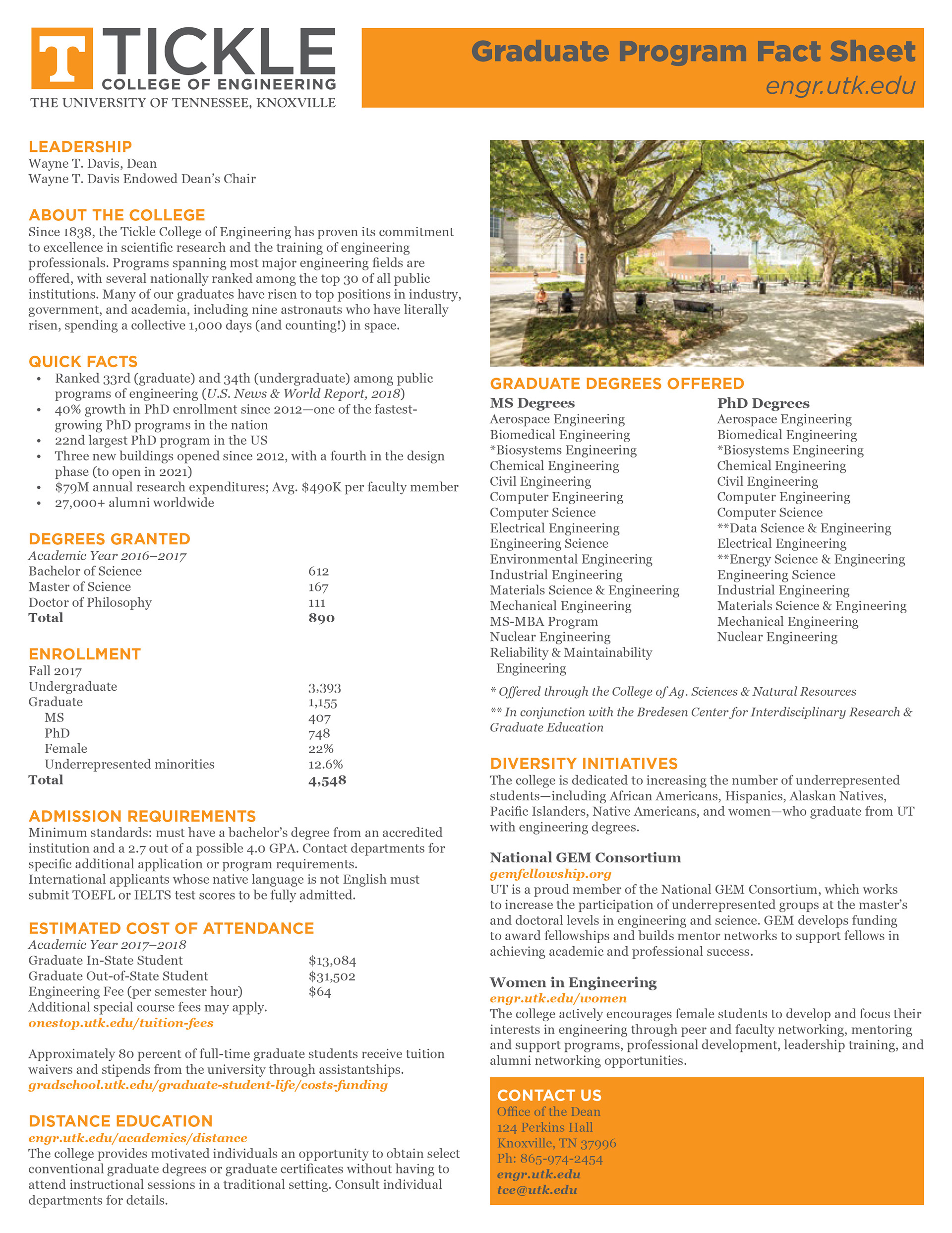 TCOE Graduate Program Fact Sheet A