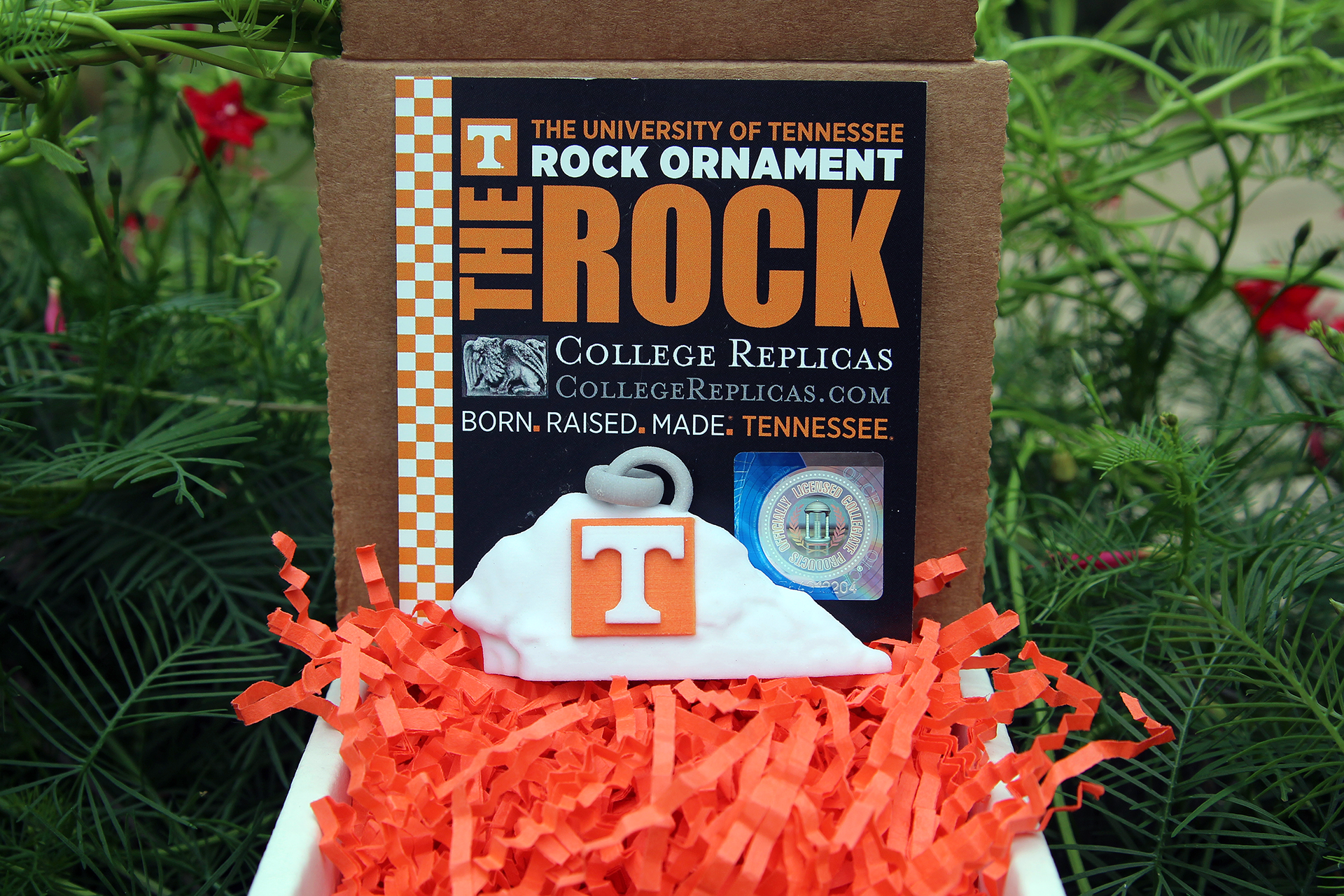 The University of Tennessee Rock Ornament In Package.