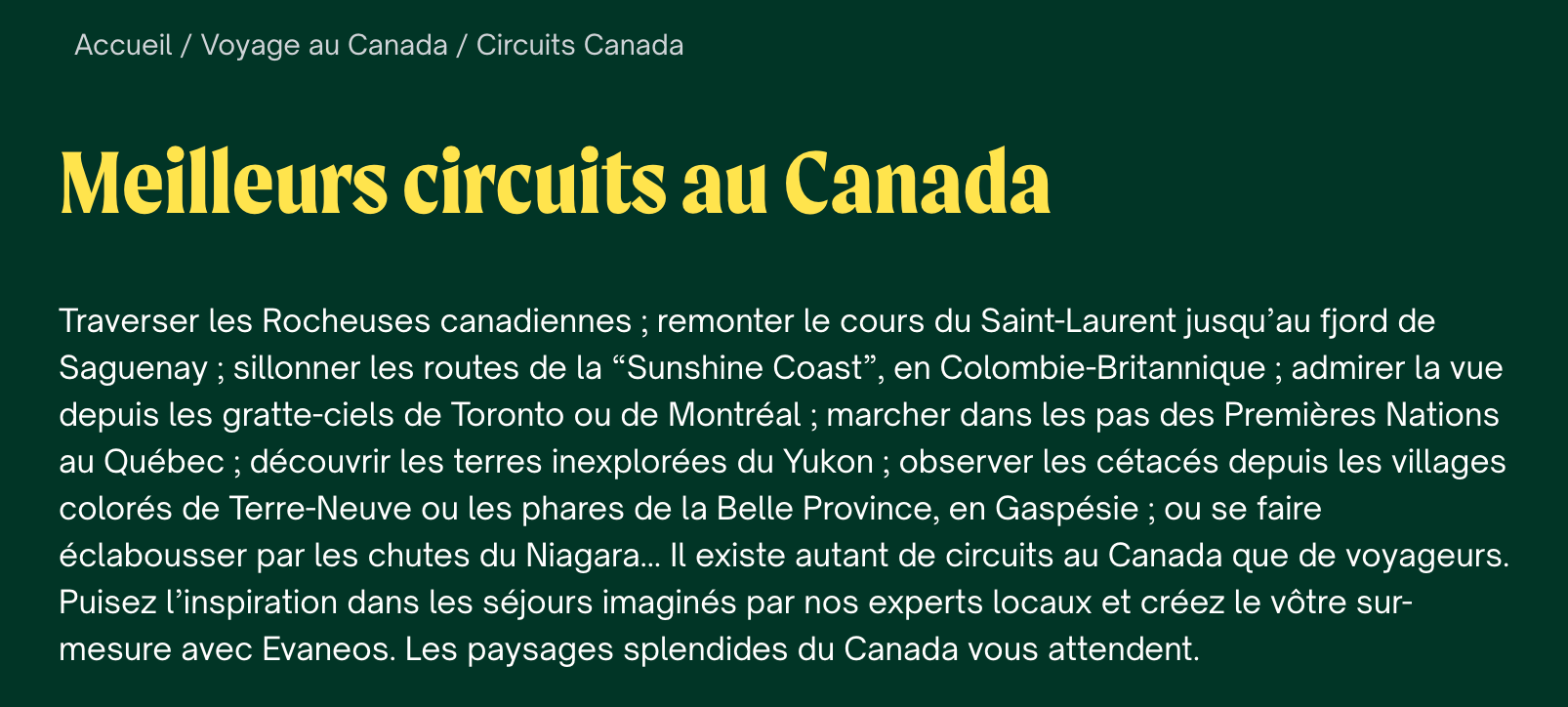 Circuit au Canada • Introduction SEO