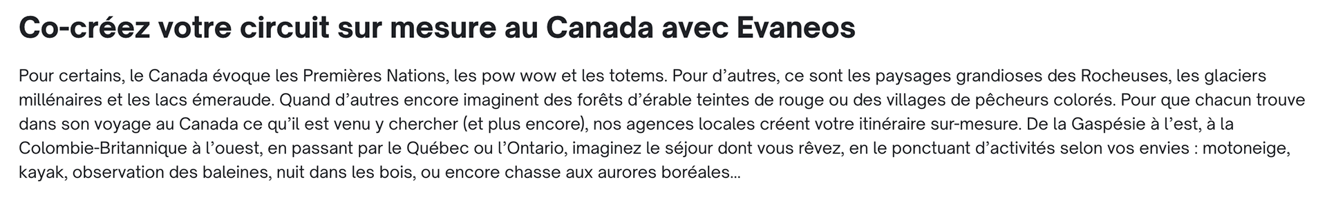 Circuit au Canada • Contenu SEO