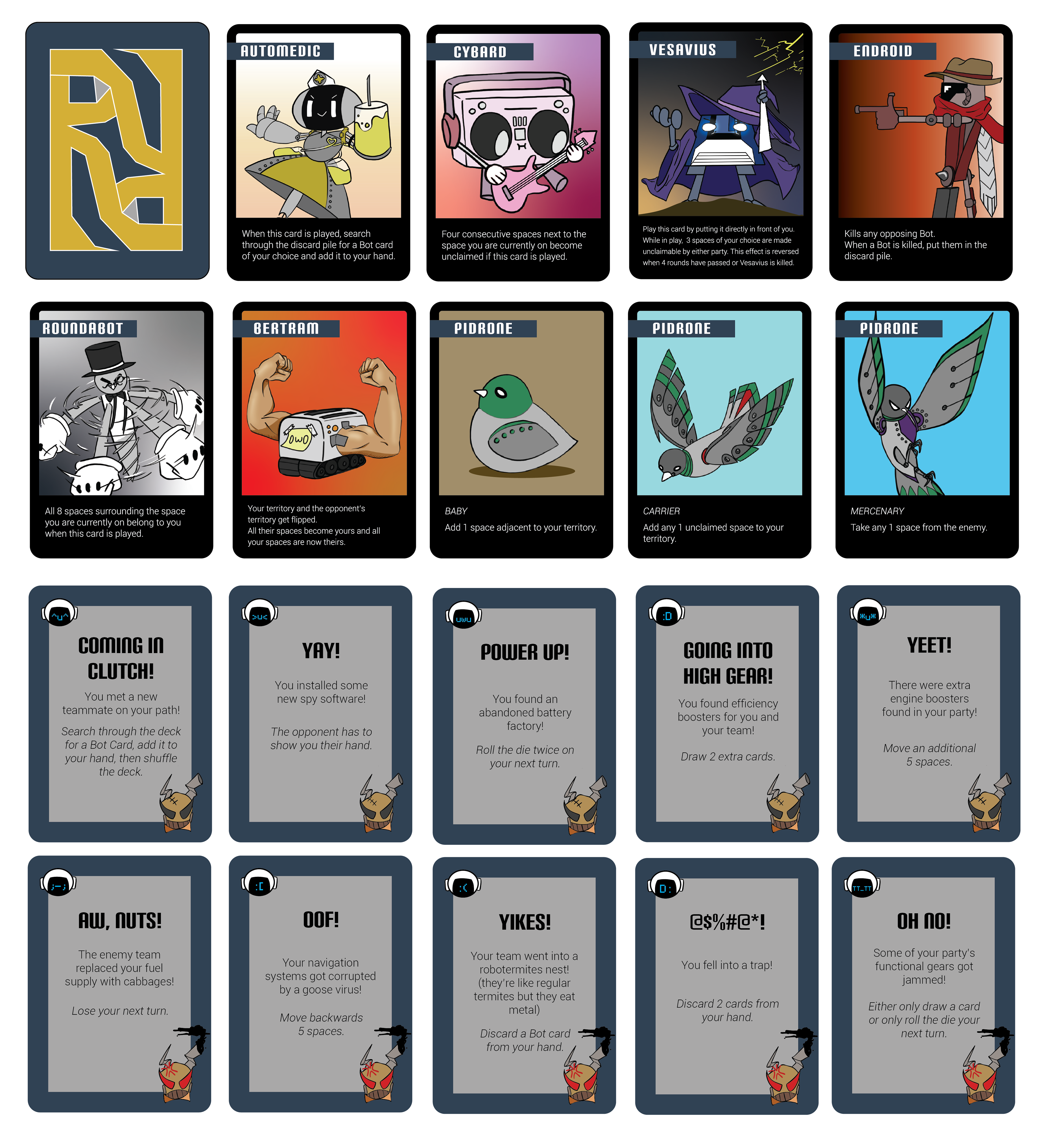 Illustratred in Clip Studio Paint, Cards arranged in Adobe Illustrator
