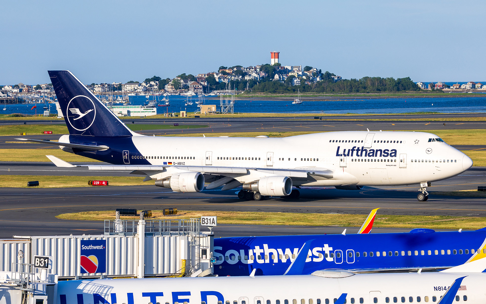 Lufthansa Boeing 747-400 in Boston, MA