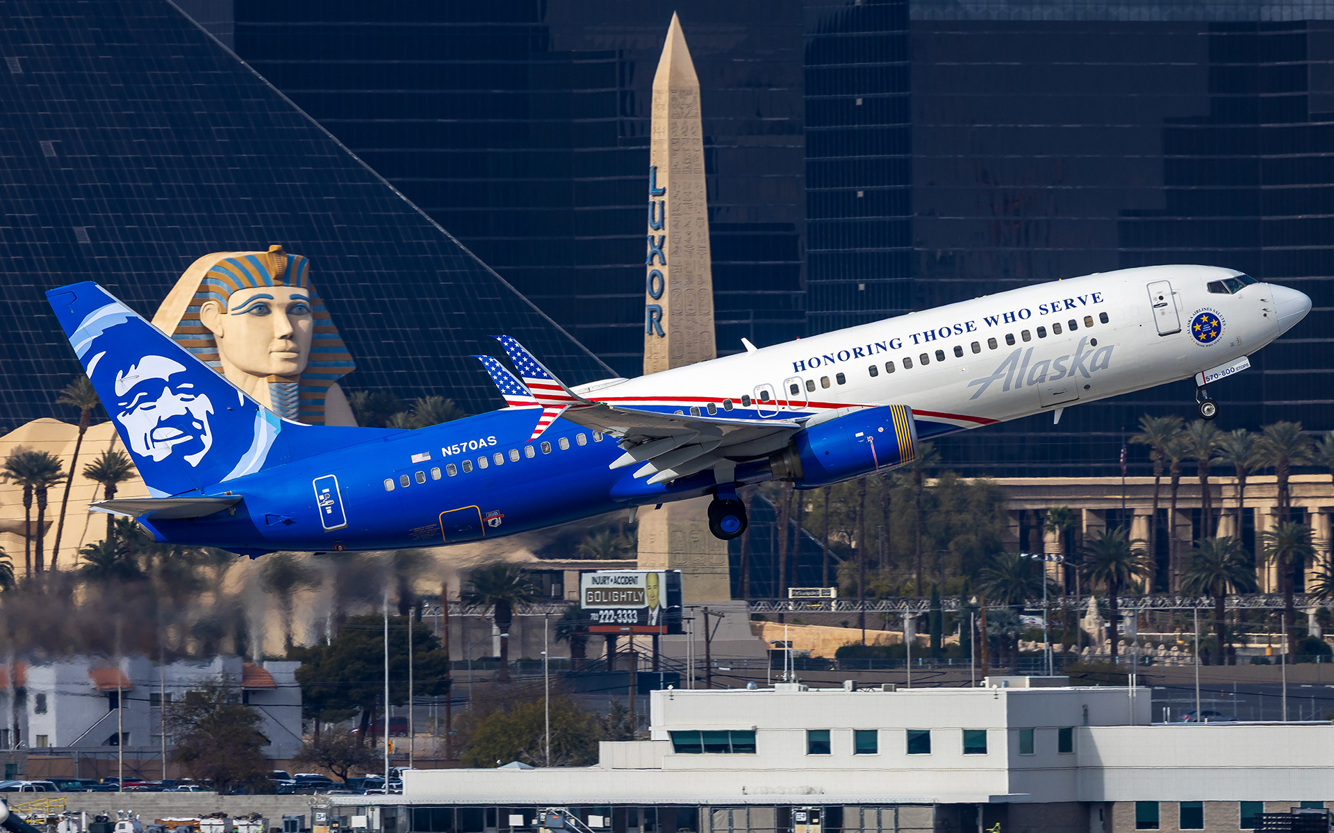 Alaska Boeing 737-800 in Las Vegas, NV - Honoring Those Who Serve Livery