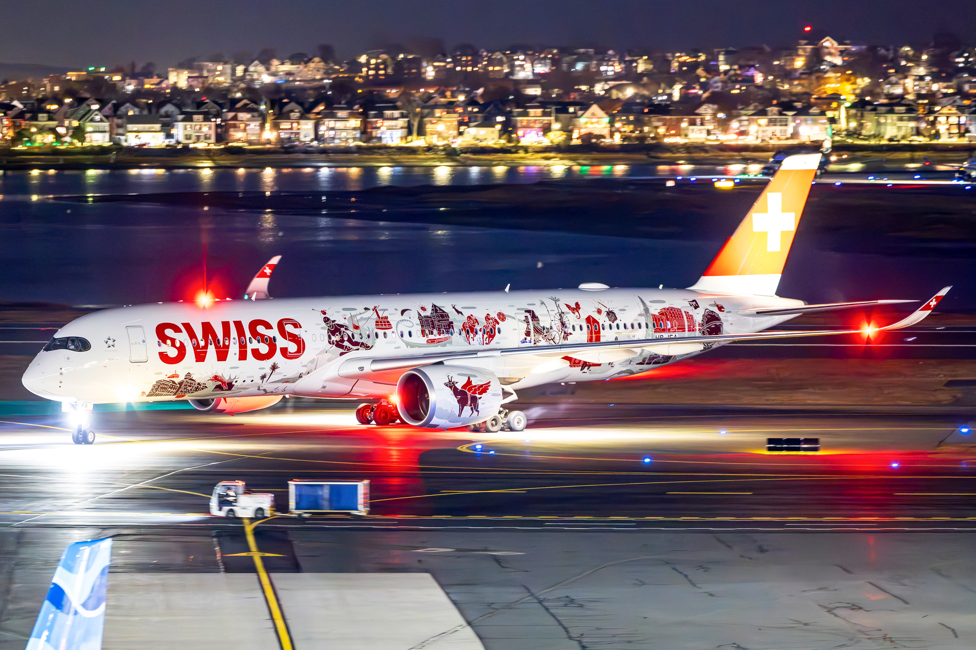 Swiss Airbus A350-900 in Boston, MA - Wanderlust Livery