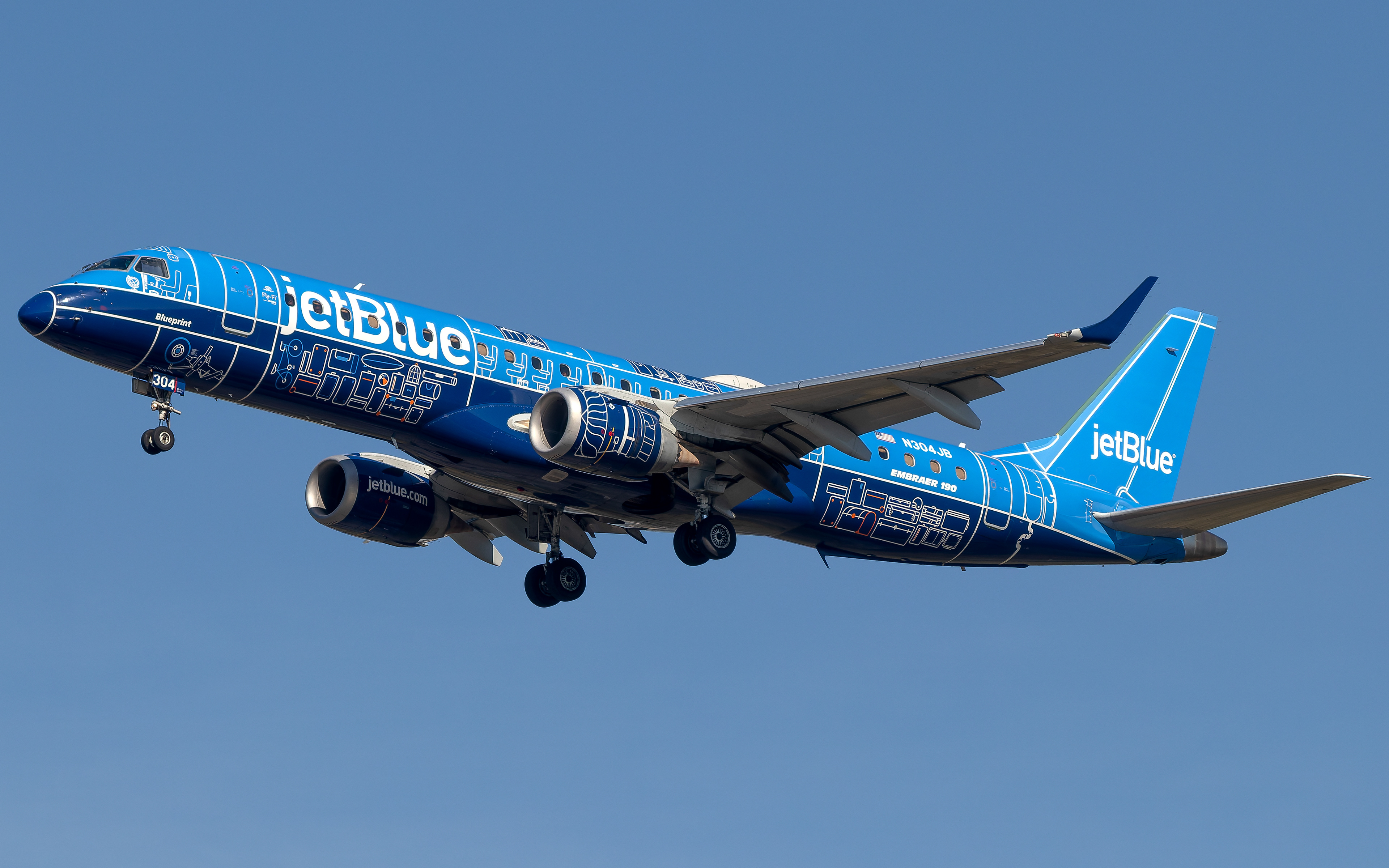 JetBlue Embraer E-190 in Boston, MA - Blueprint Livery