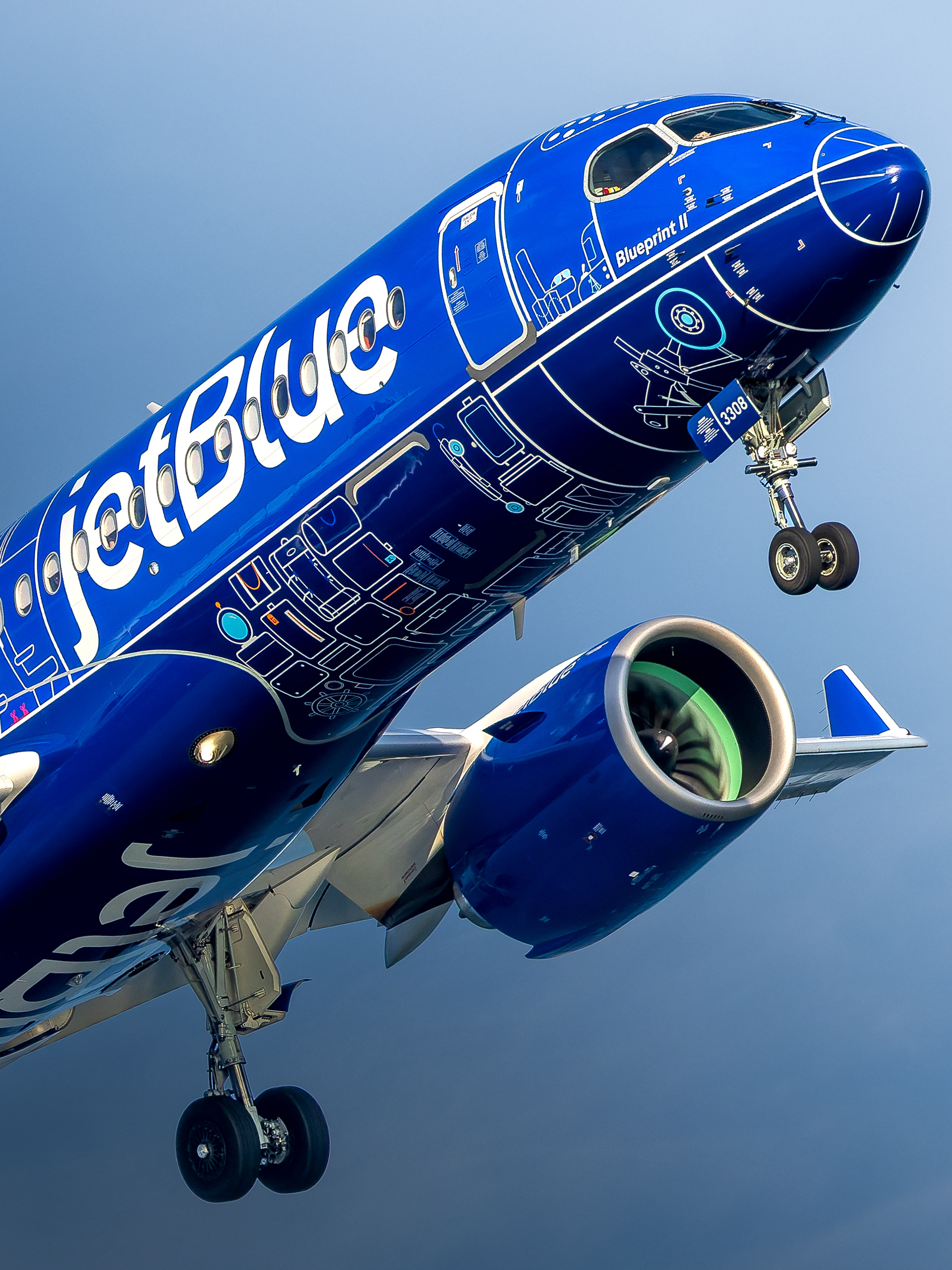 JetBlue Airbus A220-300 in Boston, MA - Blueprint Livery