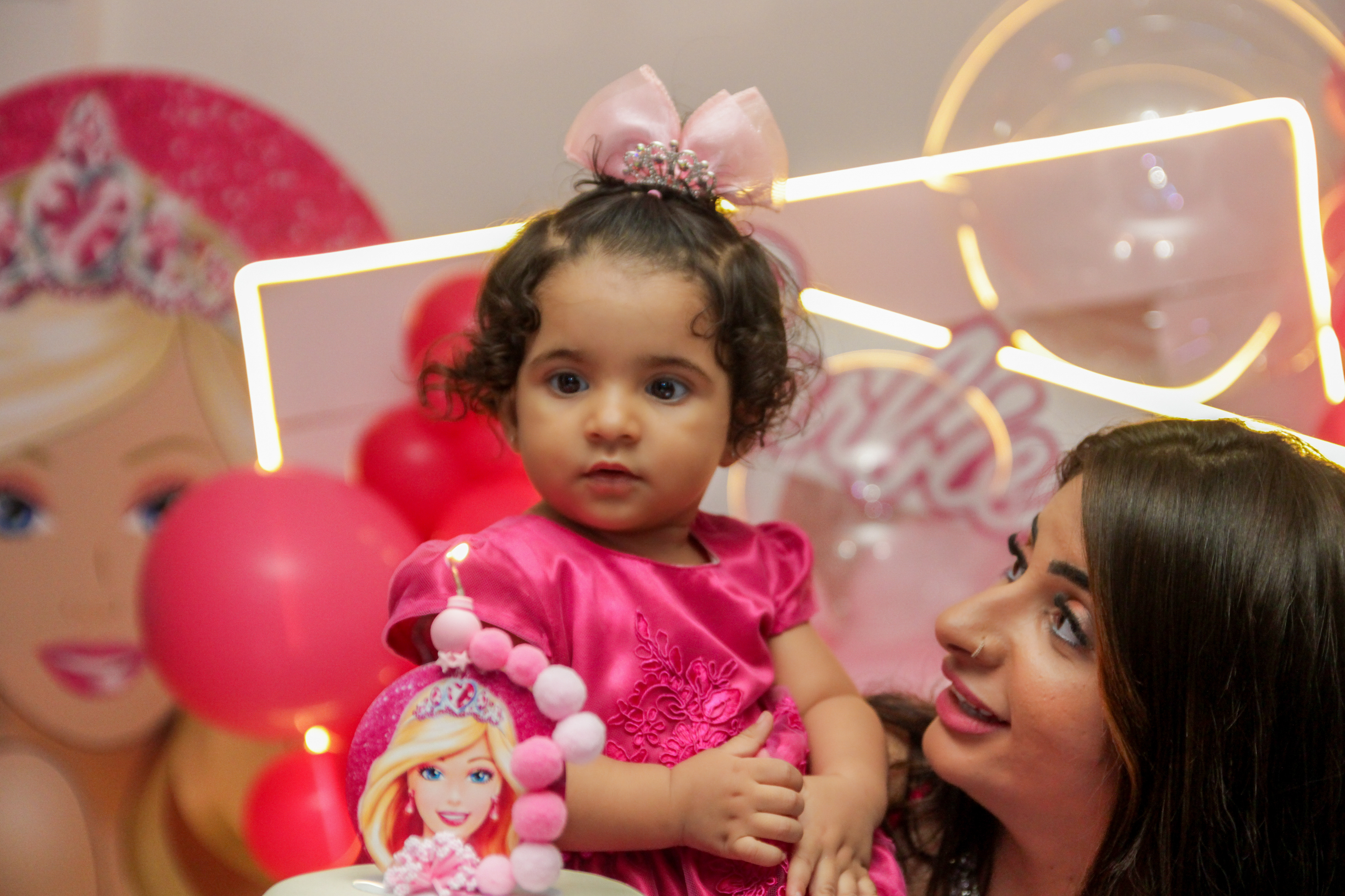 Decoração Barbie, aniversário infantil, Kauanny, 1 ano, São Paulo.