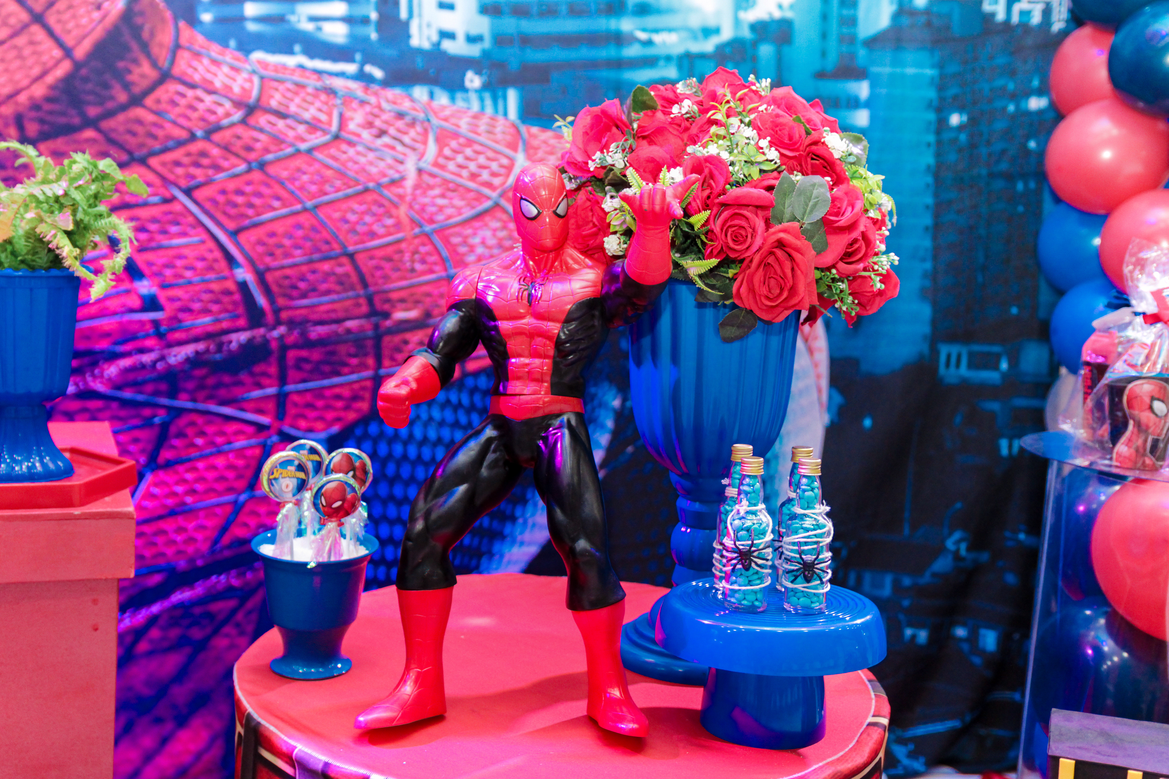 Detalhes da decoração Homem-Aranha, SP.