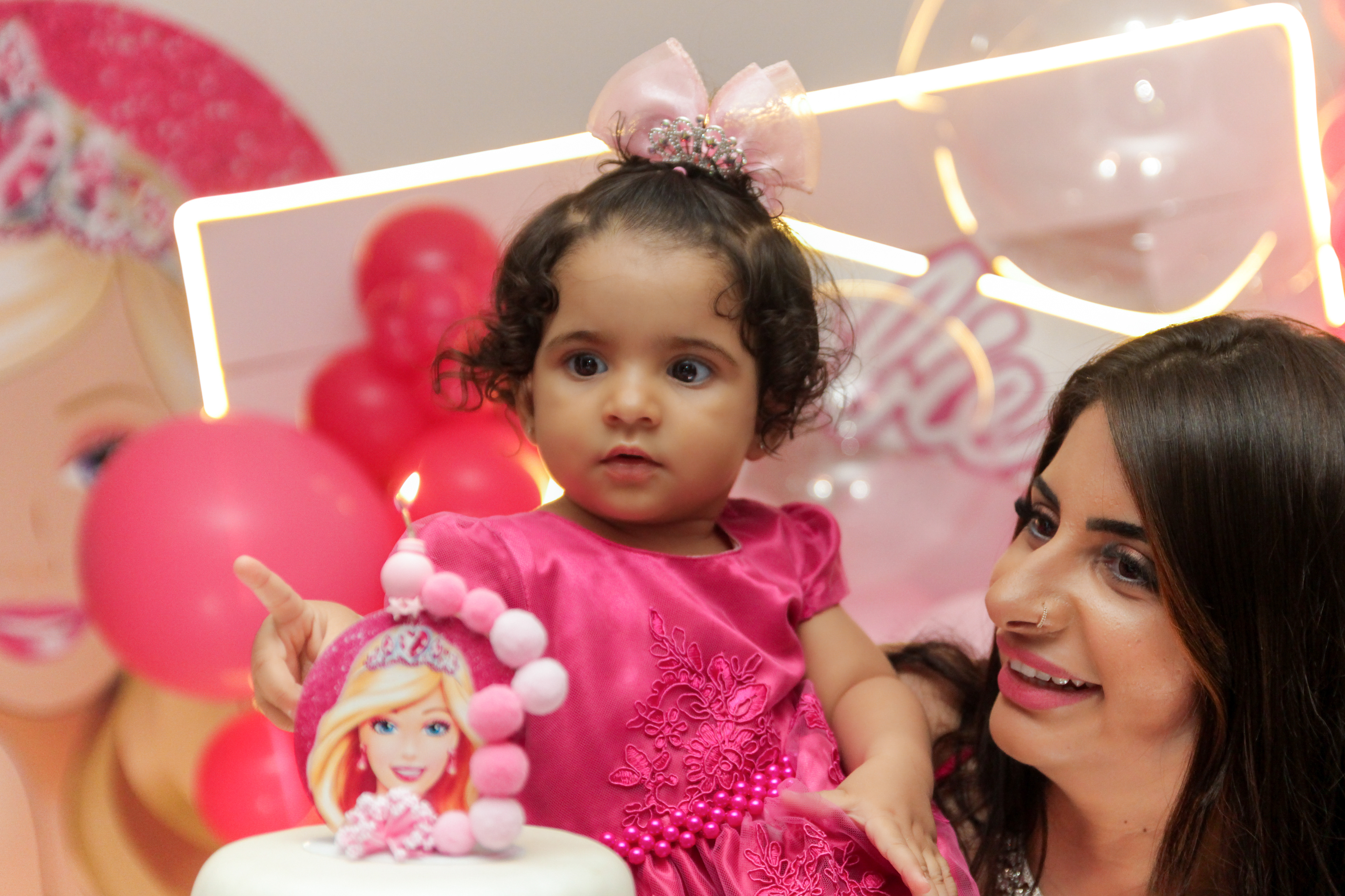 Decoração Barbie, aniversário infantil, Kauanny, 1 ano, São Paulo.