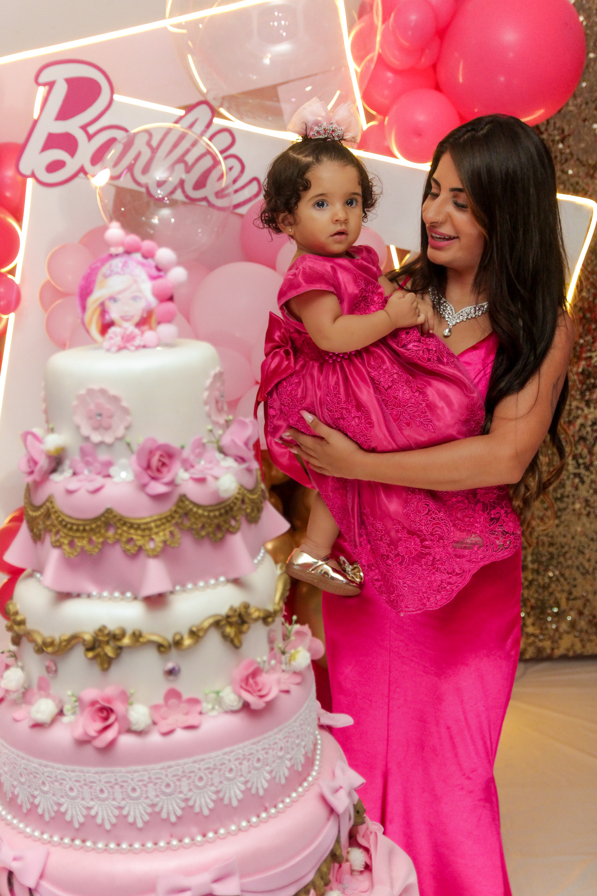 Decoração Barbie, aniversário infantil, Kauanny, 1 ano, São Paulo.