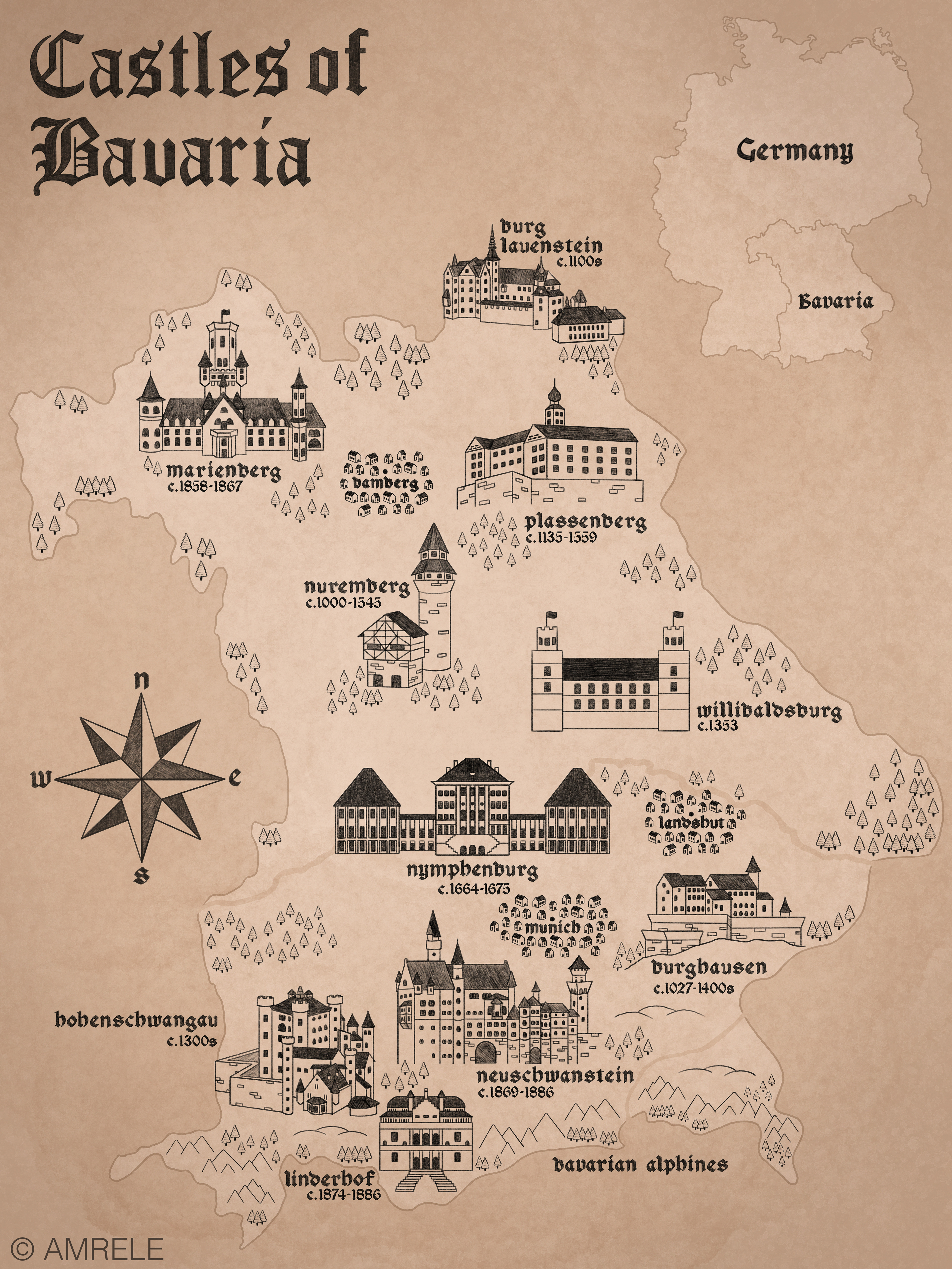 Castles of Bavaria Map