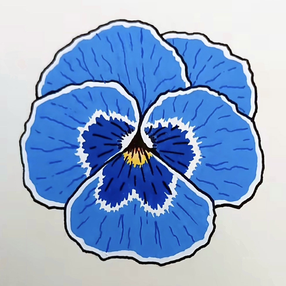 Blue pansy w/ Posca markers