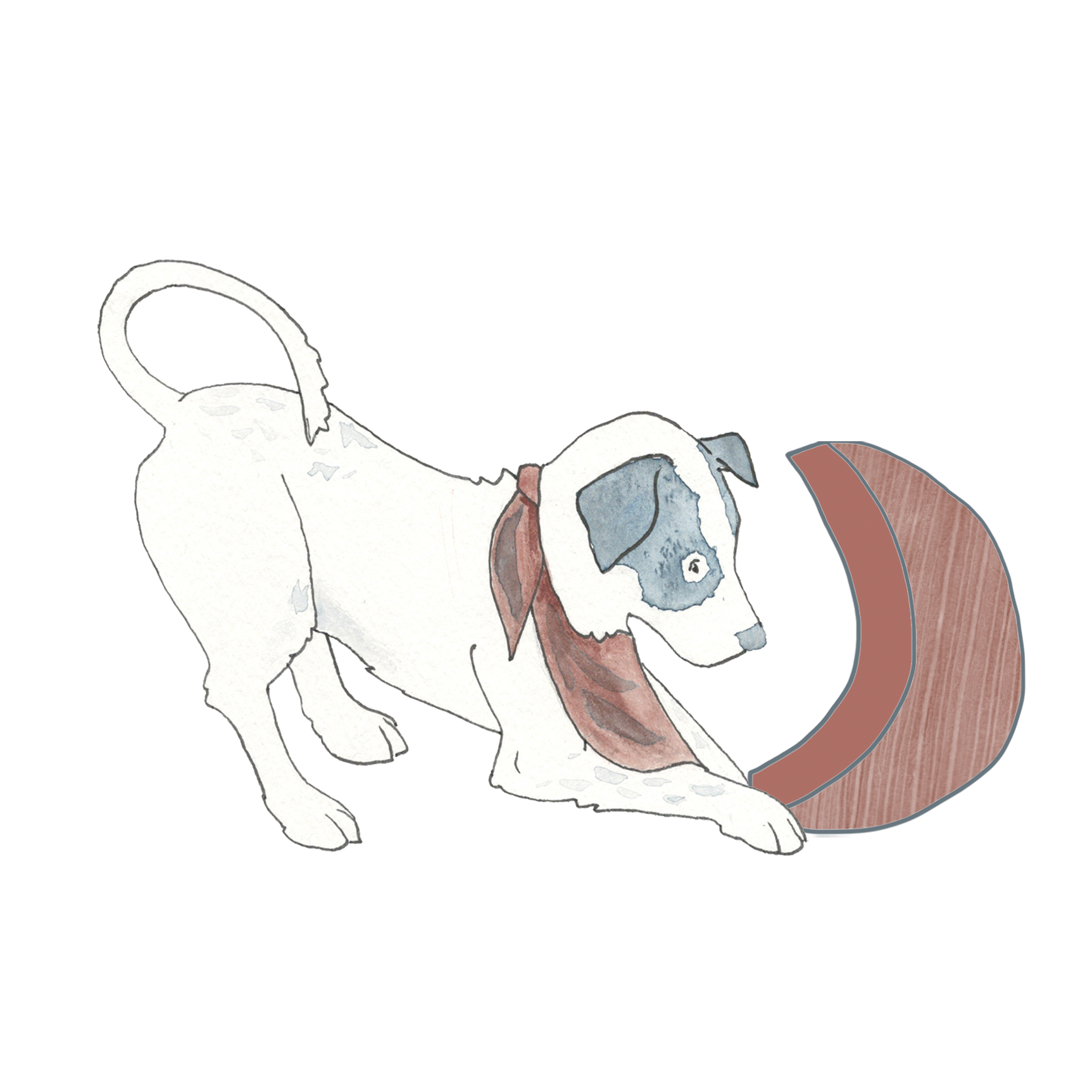 Milo digs under a ribbed brown crescent.