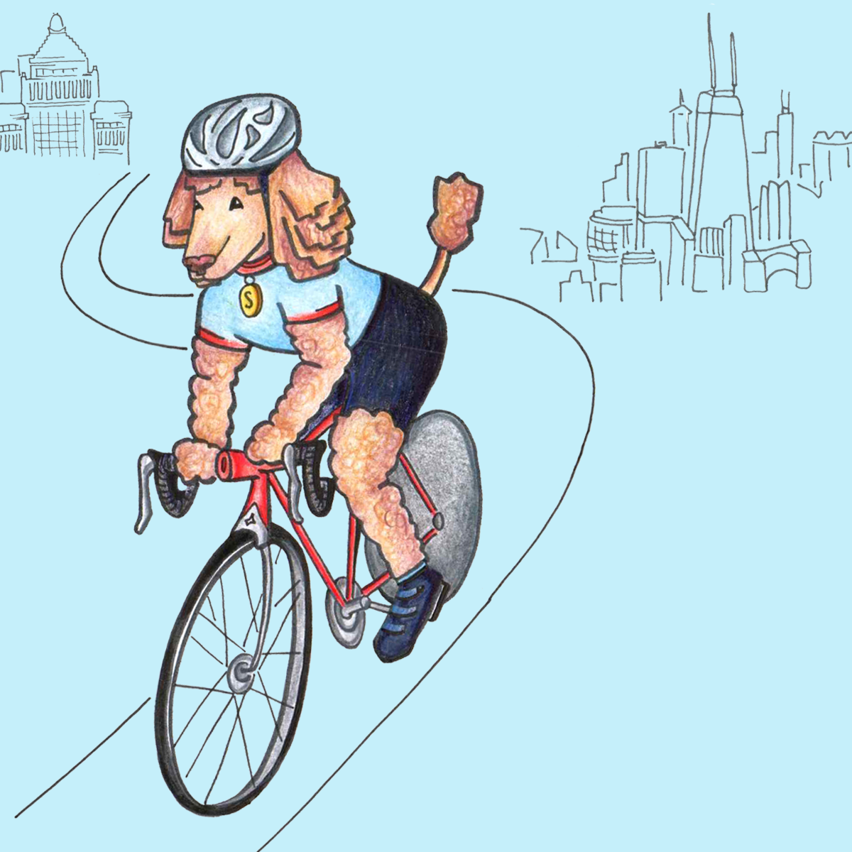 Strider whizzes along the lakeshore path.