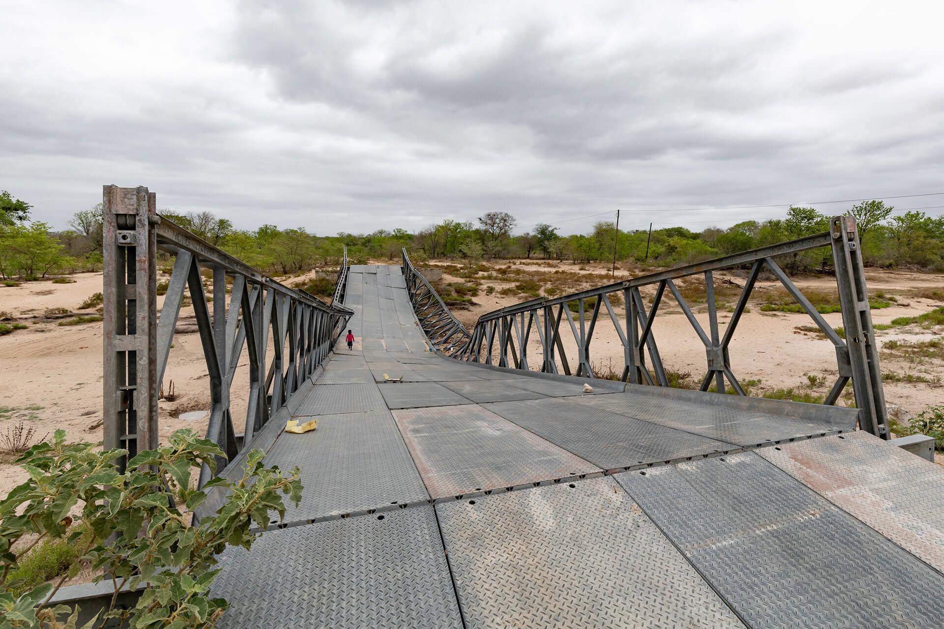 Collapsed bridge over the Inhambaxula River (Route N222), Mozambique