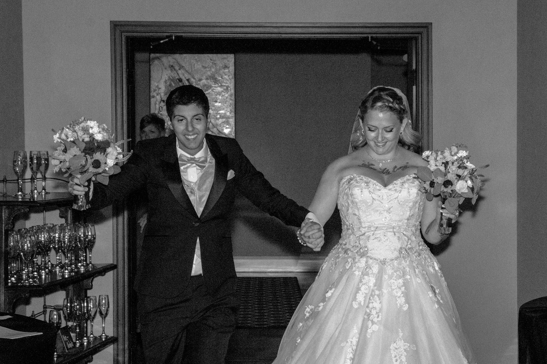 Wedding at Avanti Mansion, Hamburg, NY, bride & bride.