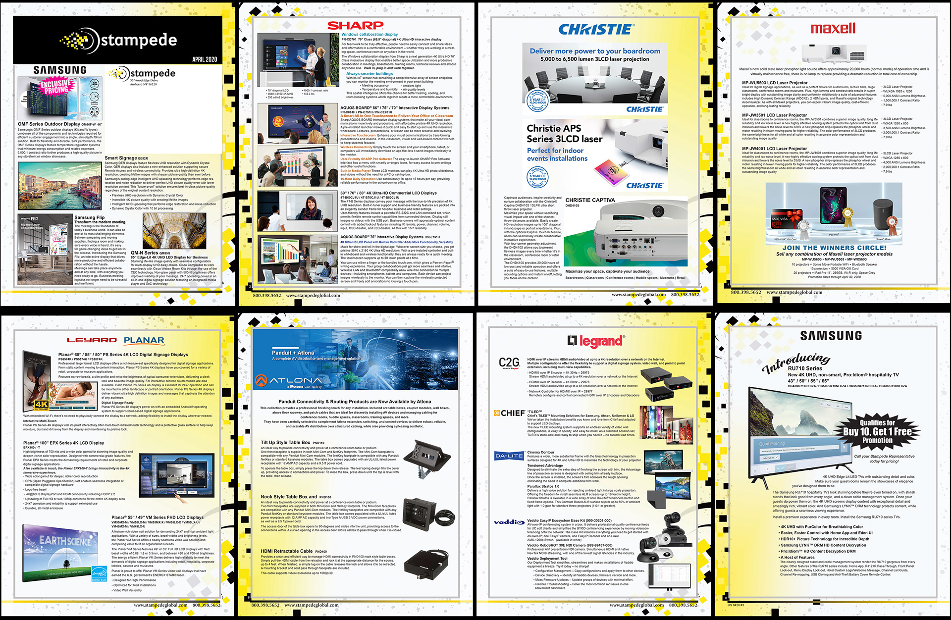 8.5 x 11 catalog / self-mailer pages for Stampede Presentation Products.