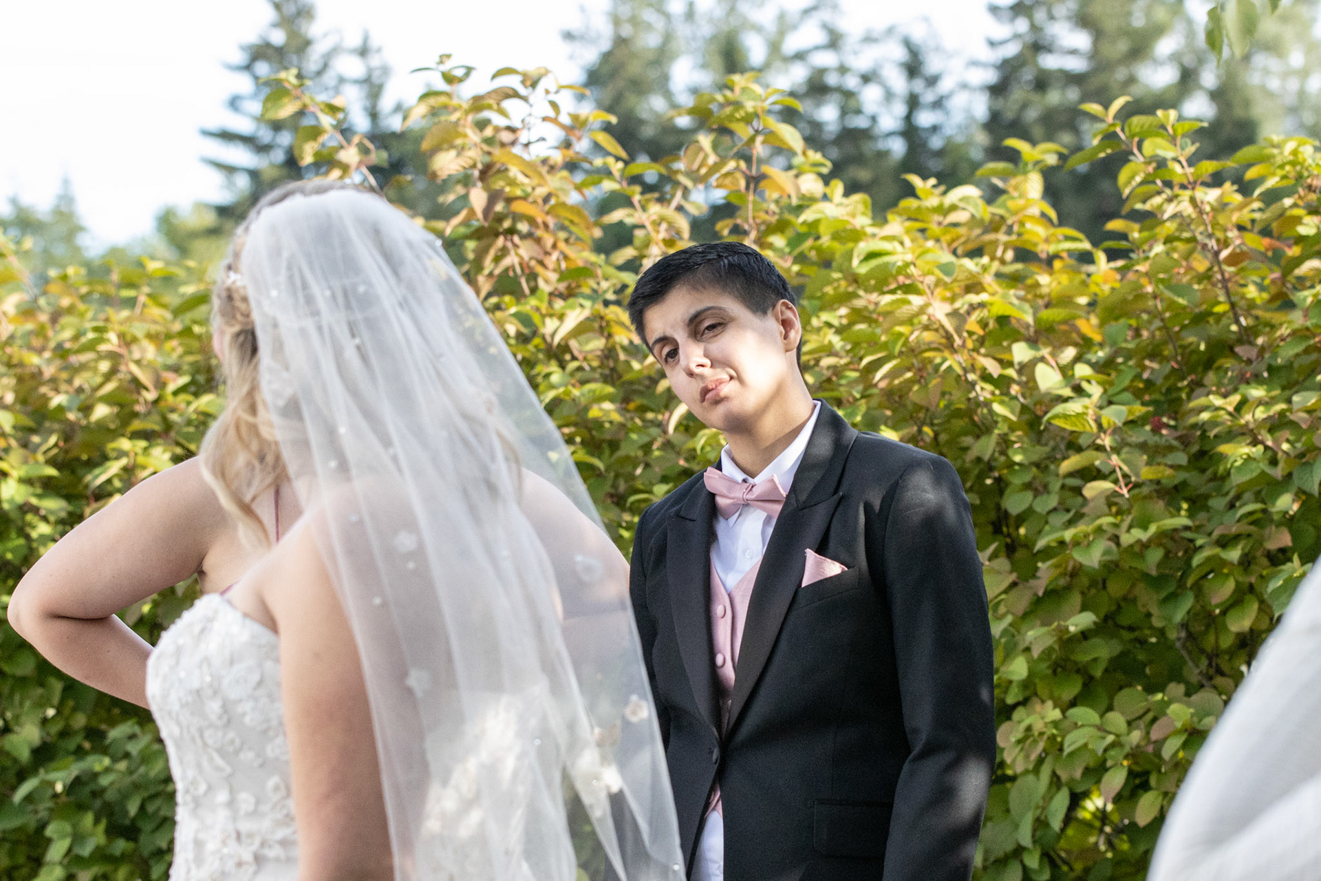 Wedding at Avanti Mansion, Hamburg, NY, bride & bride.