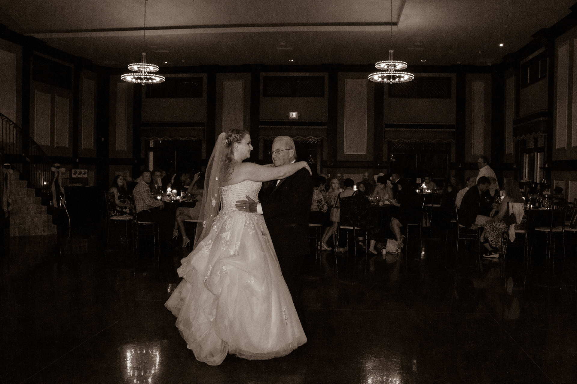 Wedding at Avanti Mansion, Hamburg, NY, bride and father..