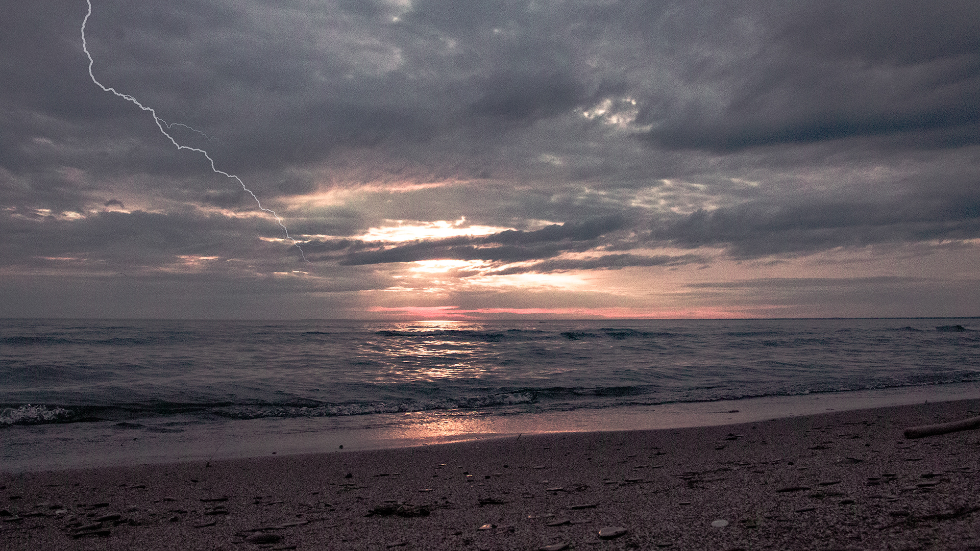 Stormy sunset at Woodlawn Beach, Hamburg NY.