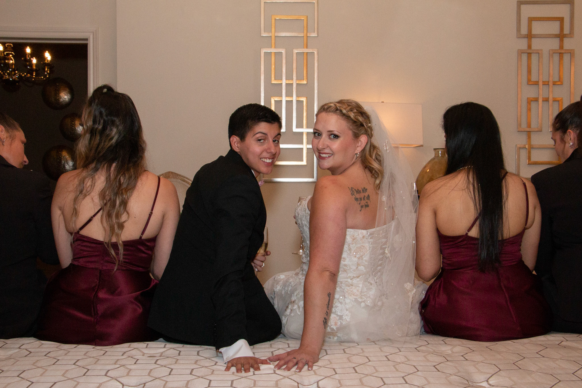 Wedding at Avanti Mansion, Hamburg, NY, bride & bride.