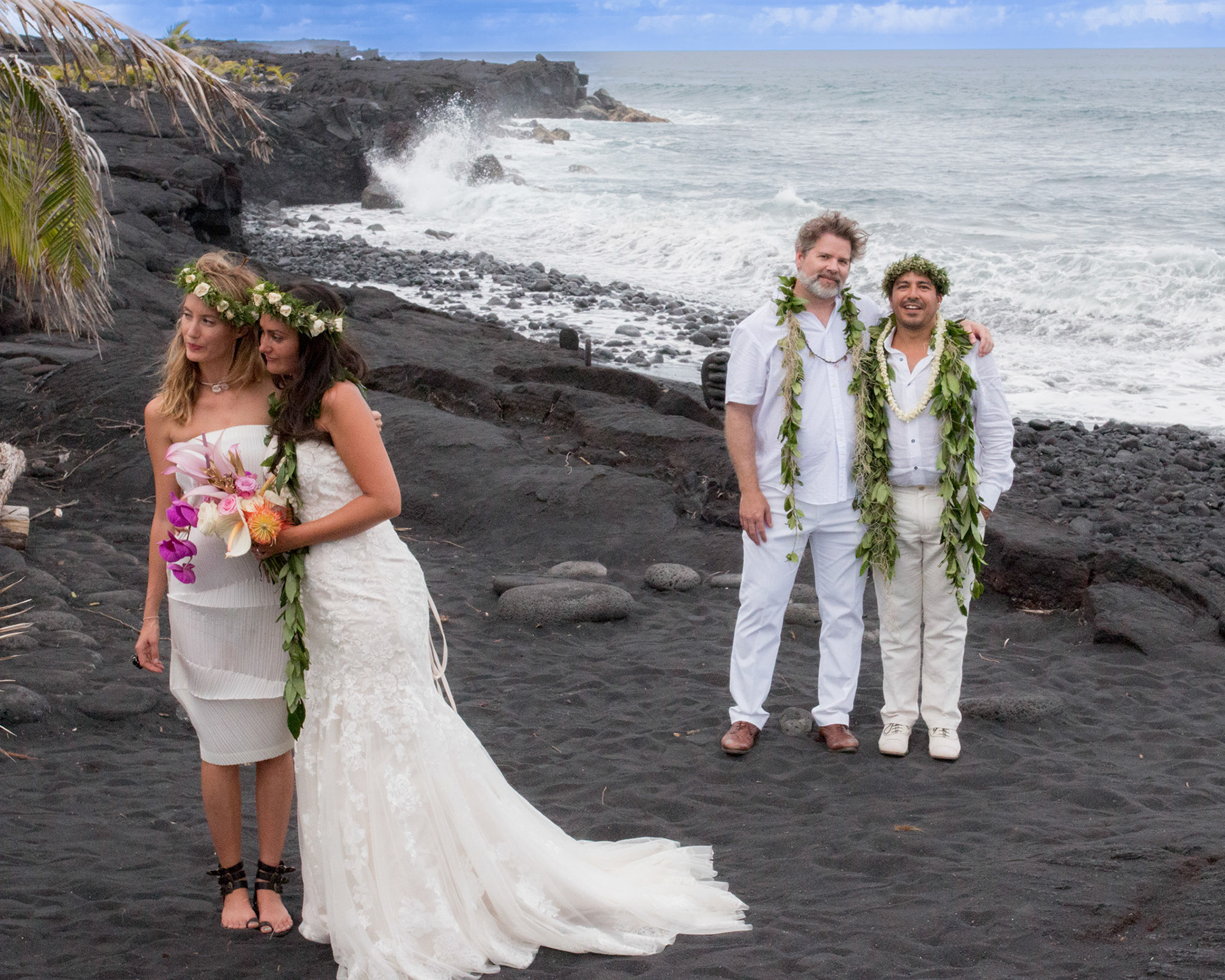 Wedding ceremony, Hawaii, black sand beach..