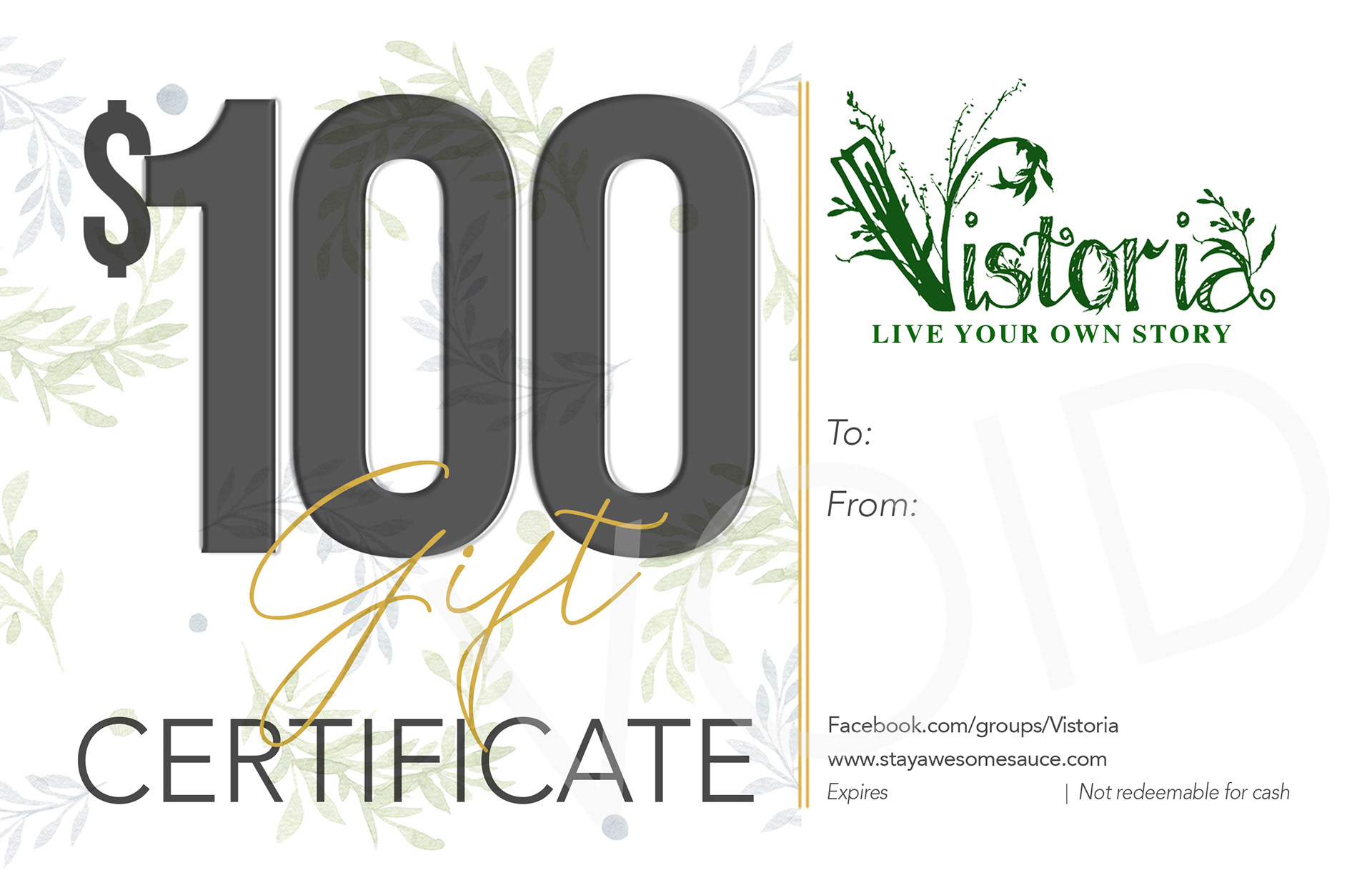 Gift certificate for a local business, can be made in any denomination, and changed to fit all standard envelopes.