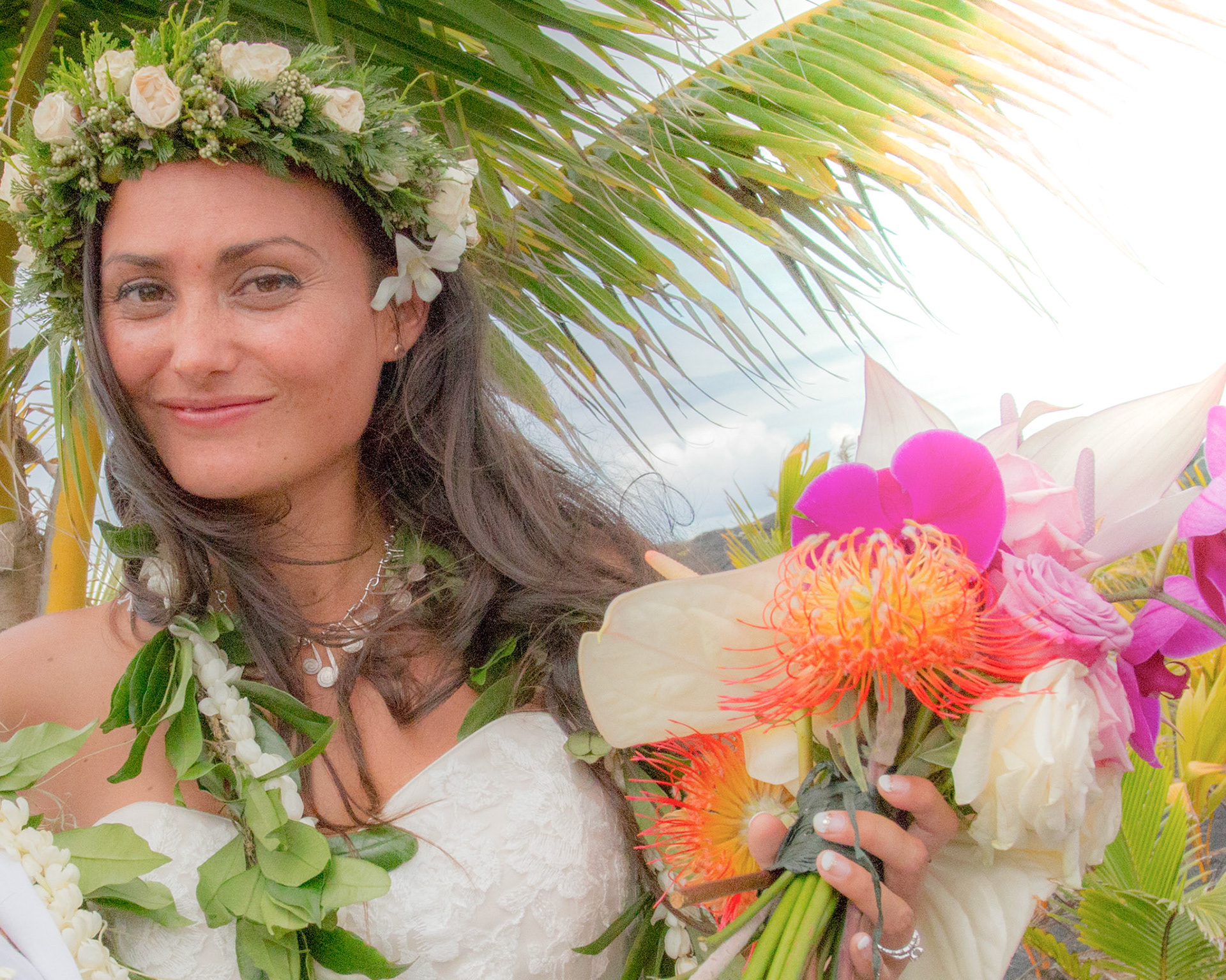 Wedding ceremony, Hawaii, bride.