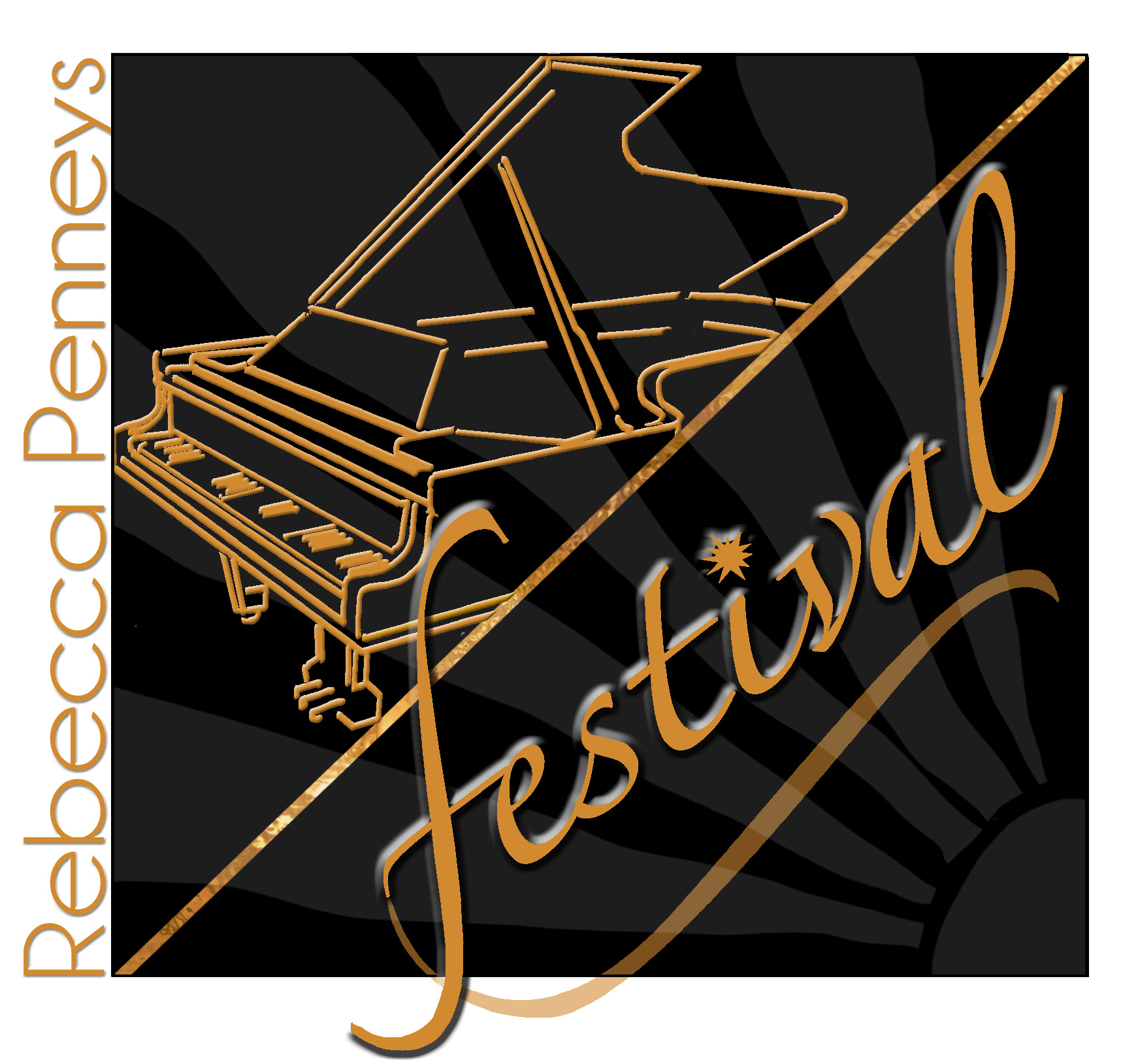 Logo for Rebecca Penneys piano festival in black.