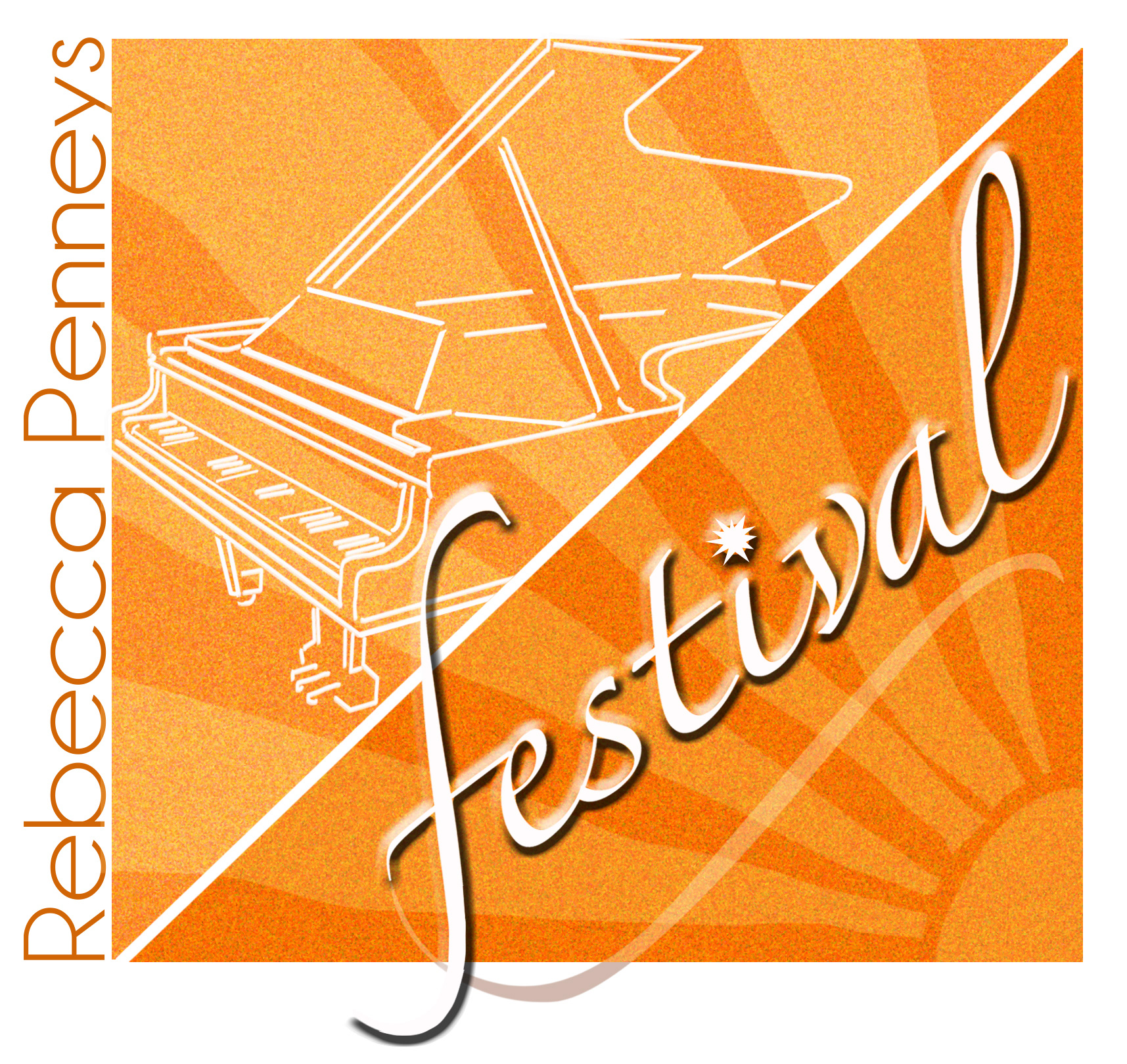 Logo for Rebecca Penneys piano festival in orange.