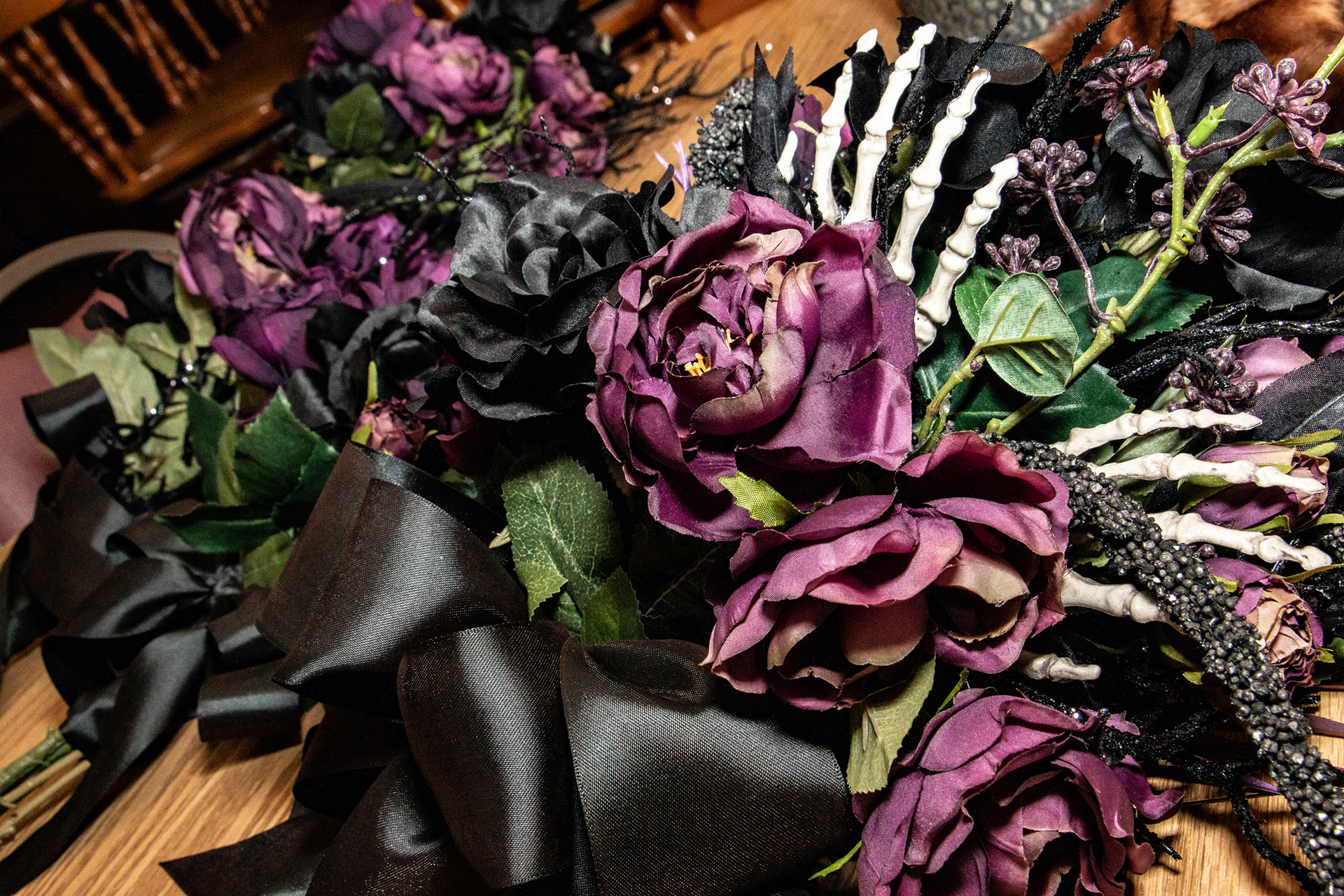Macabre decorations and bouquets at VC Telethon HQ in Lancaster.