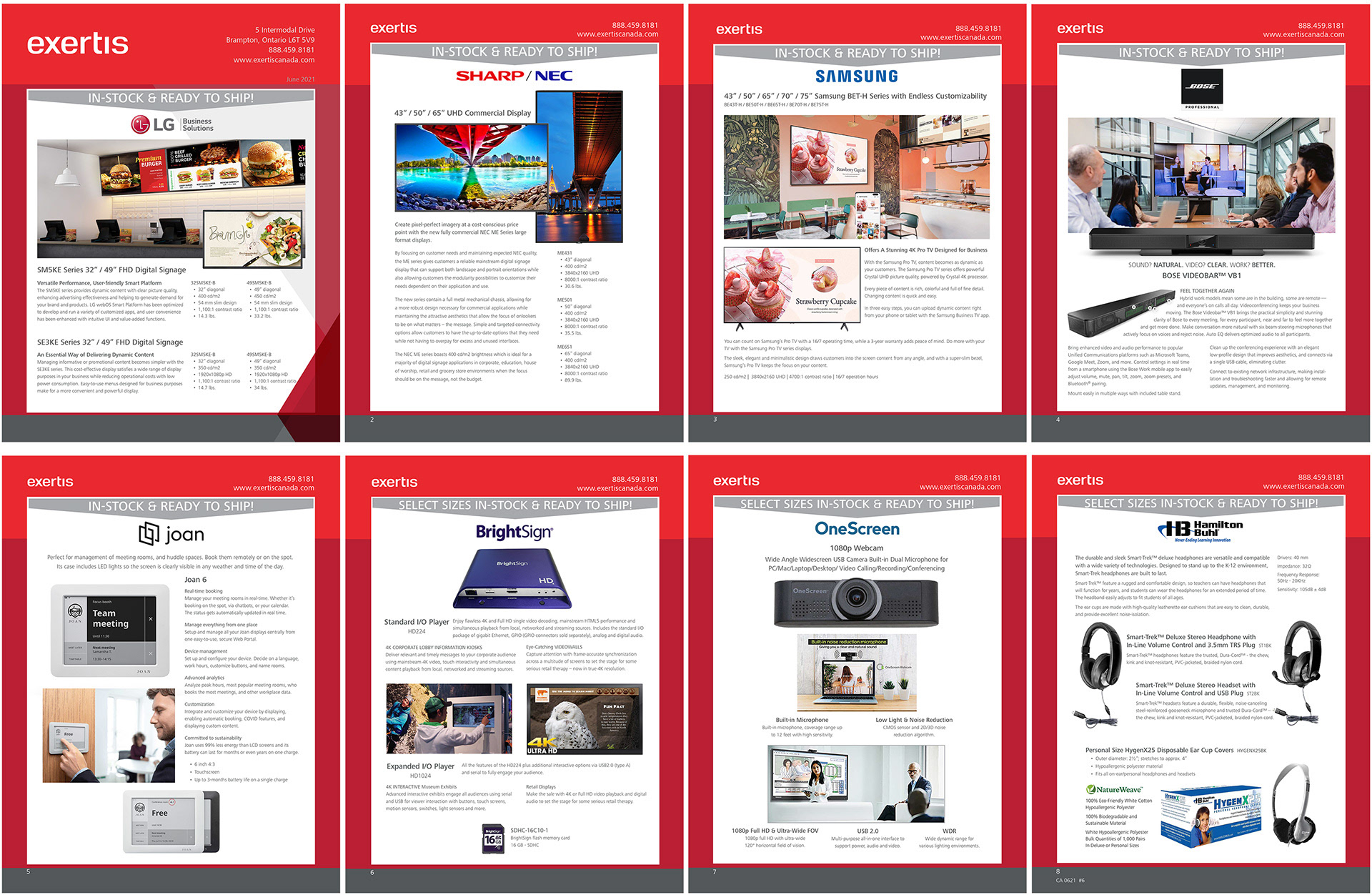 8.5 x 11 catalog / self-mailer pages for Exertis Pro AV.