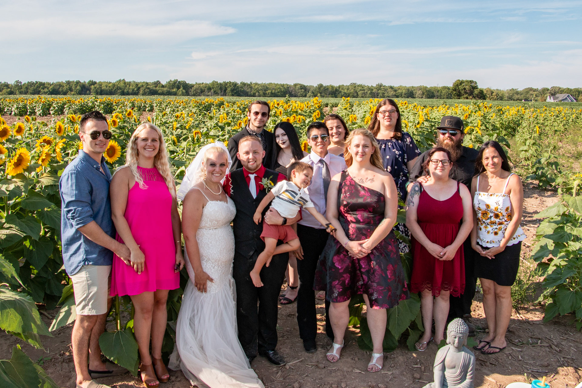 Wedding, Sunflowers of Sanborn, NY, family photo.