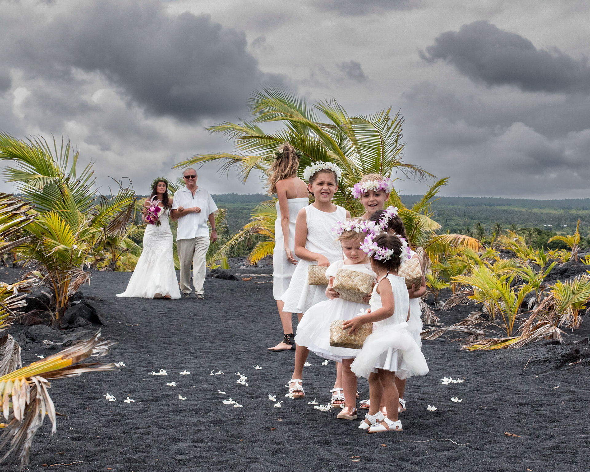 Wedding ceremony, Hawaii, black sand beach.
