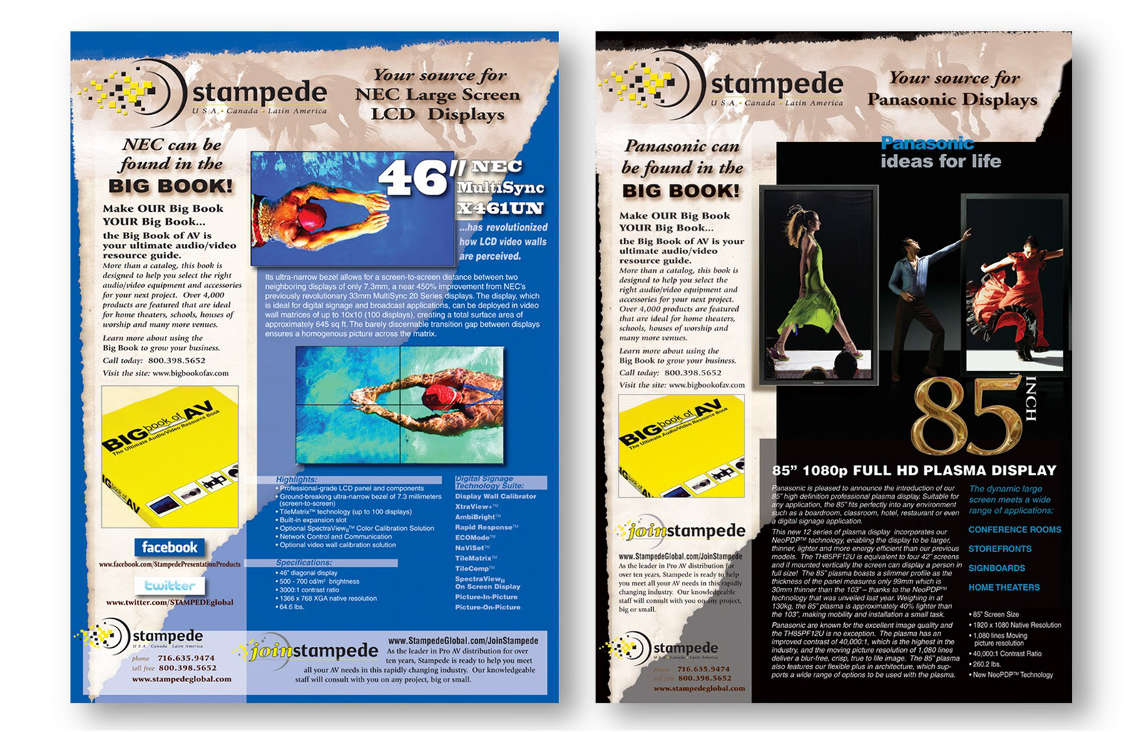 Full page publication ads for different editions, Stampede Presentation Products worldwide distributor.