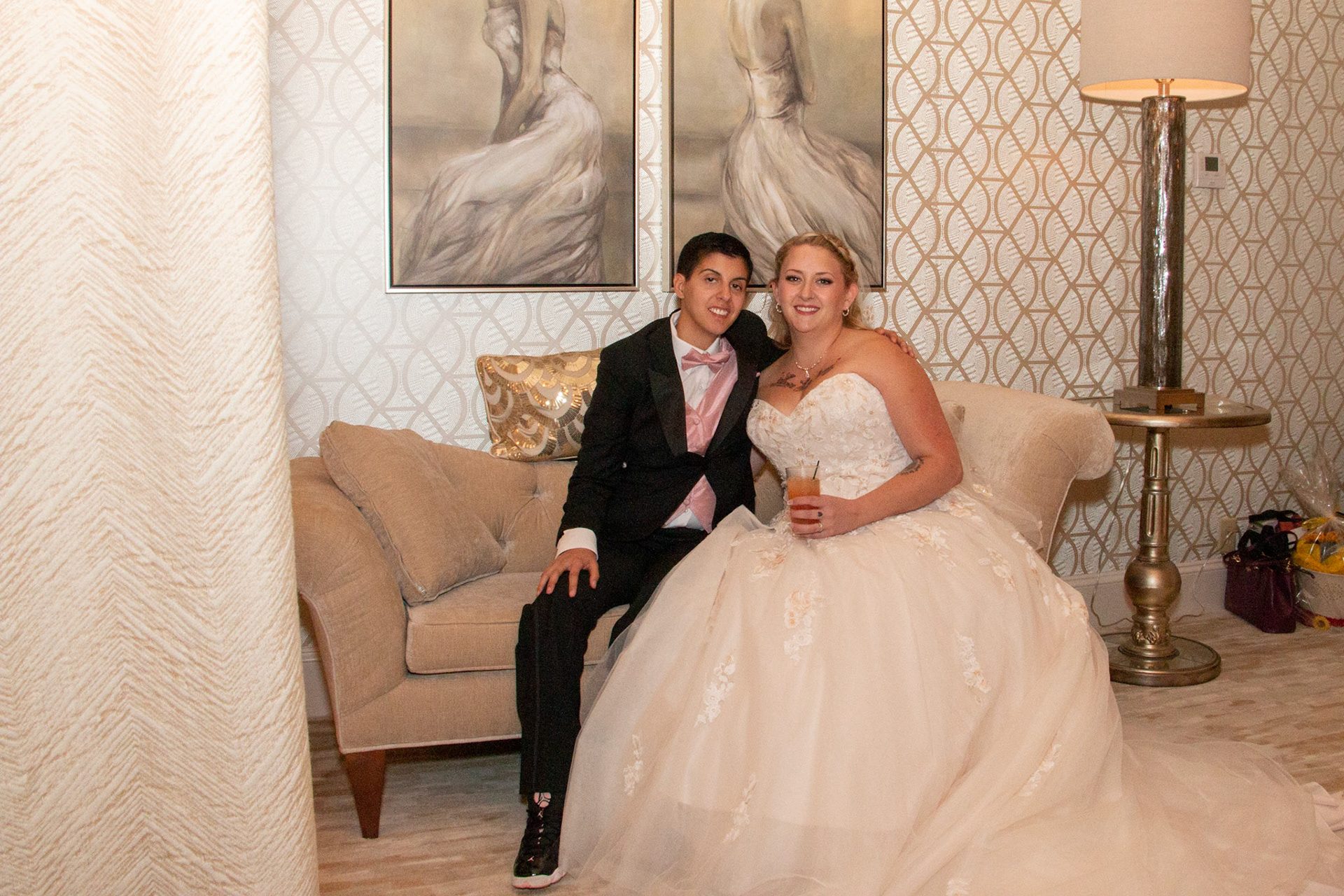 Wedding at Avanti Mansion, Hamburg, NY, bride & bride.