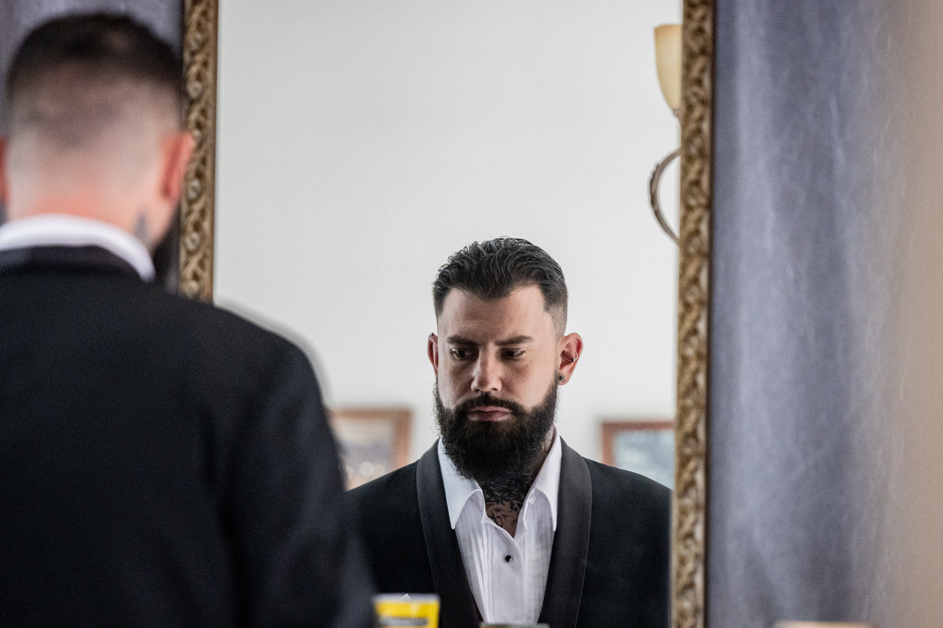 Groom before wedding at The Gallagher, Medina NY.
