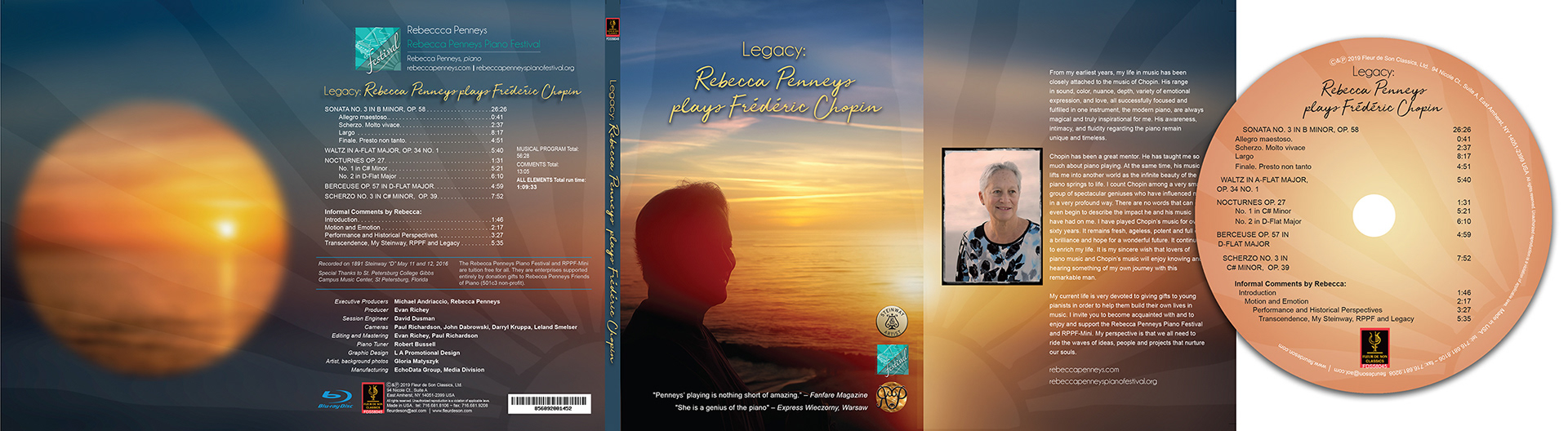 Graphic design for Rebecca Penneys piano music CD. Fleur de Son artist.