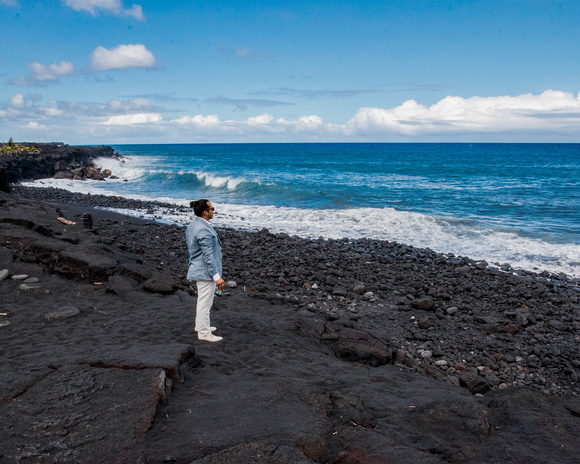 Before wedding Hawaii, groom.
