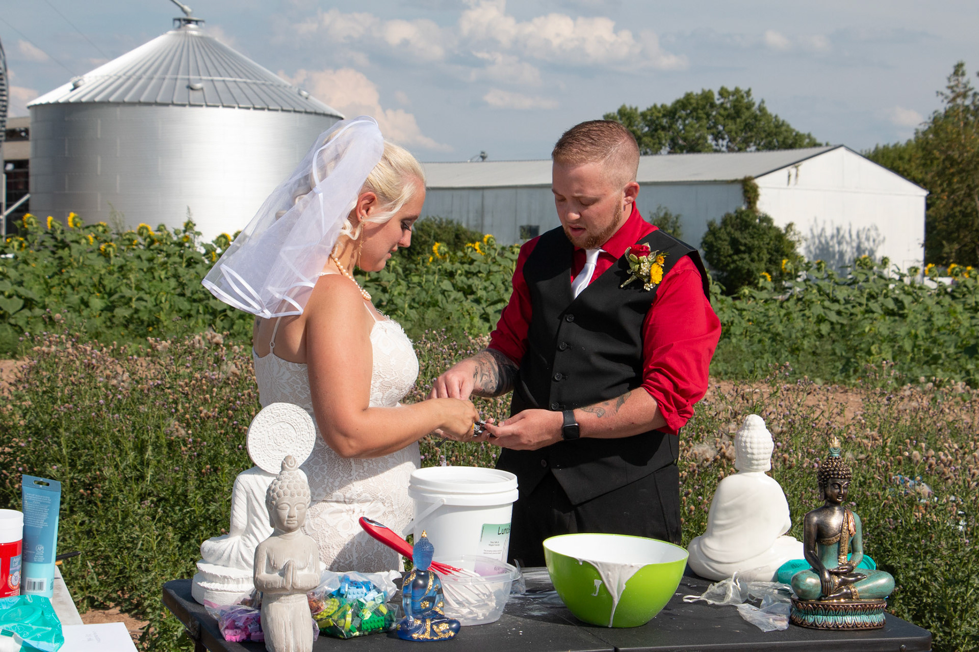 Wedding ceremony, Sunflowers of Sanborn, NY.