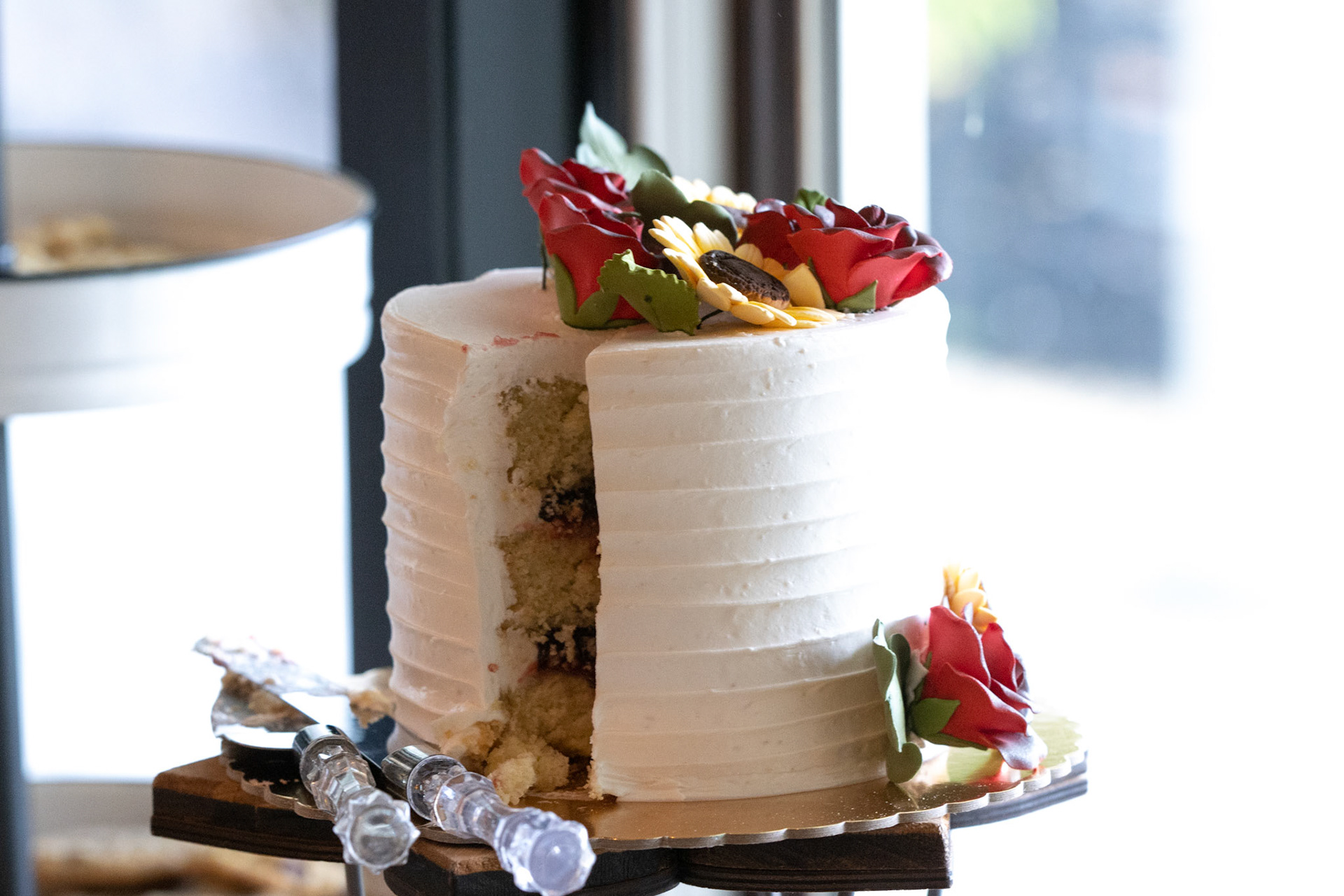 Wedding, cake at Avanti Mansion, Hamburg, NY, bride & bride.