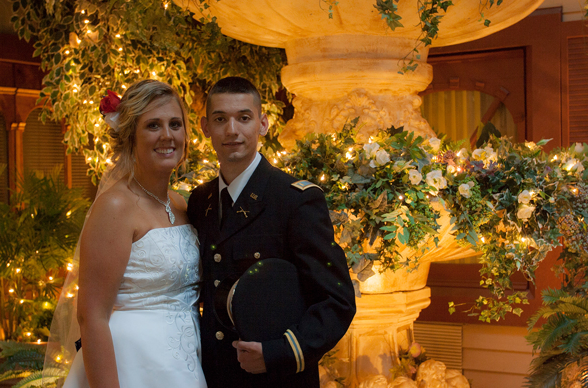 Serviceman wedding, Amherst, NY, bride and groom.