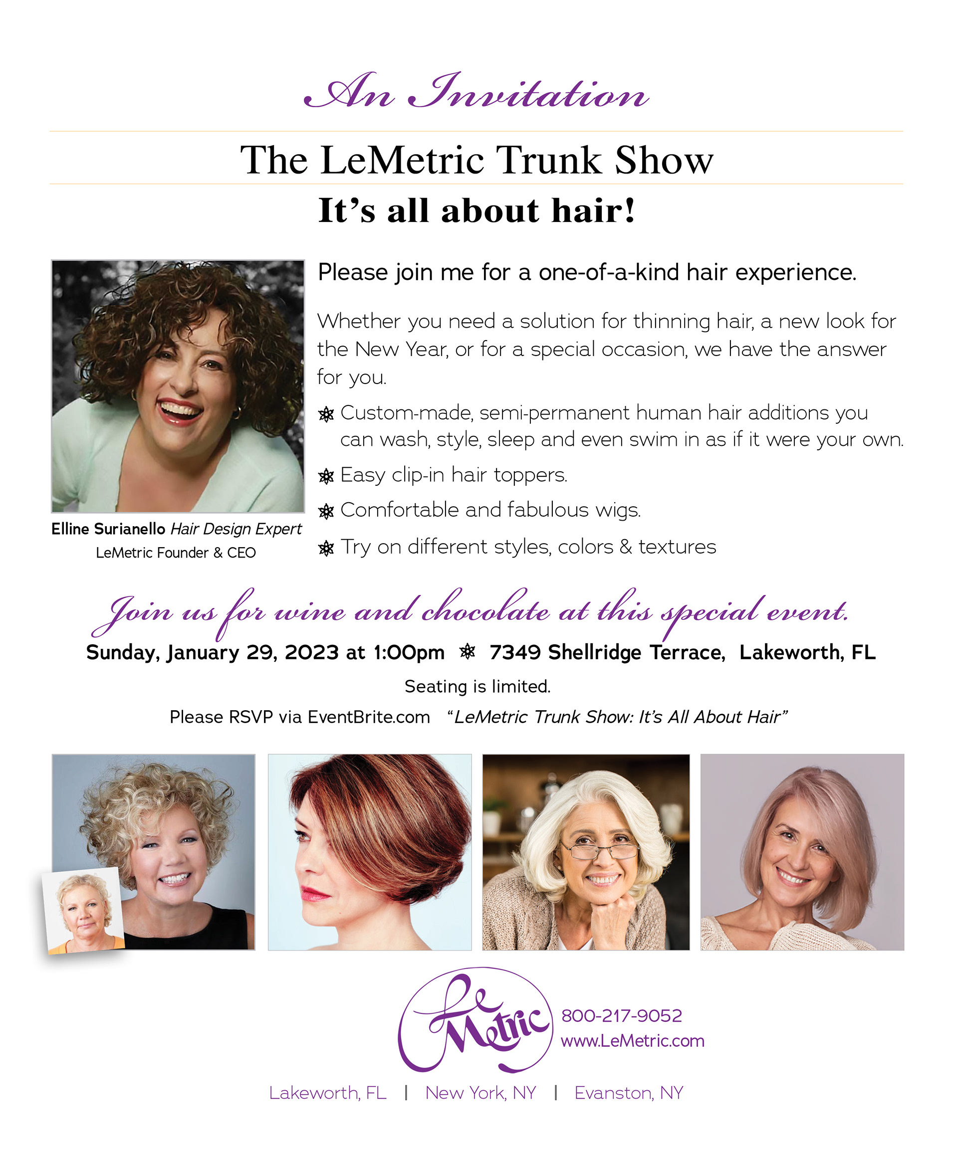 Full page Trunk Show invitation for Boca Raton magazine.