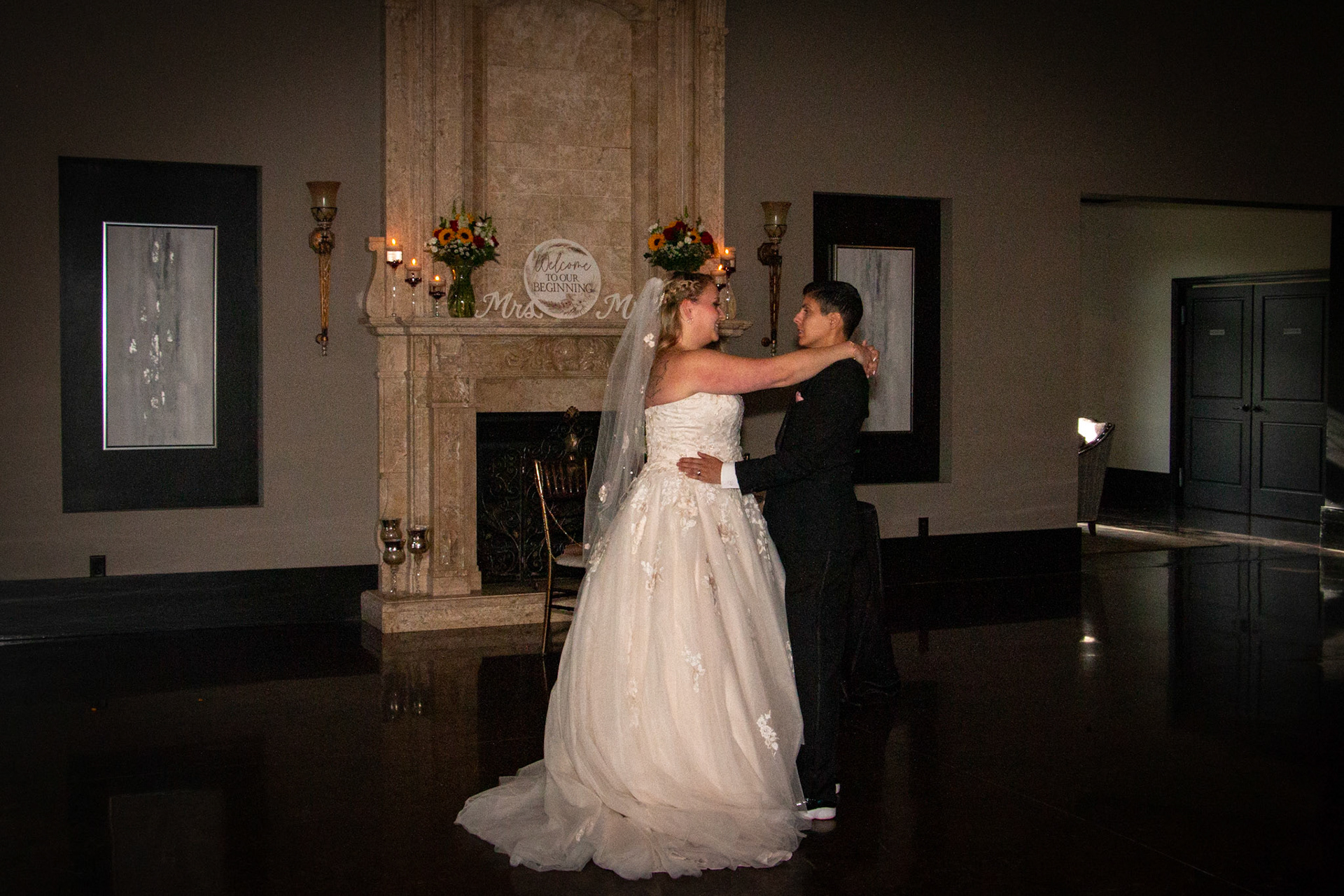 Wedding at Avanti Mansion, Hamburg, NY, bride & bride..