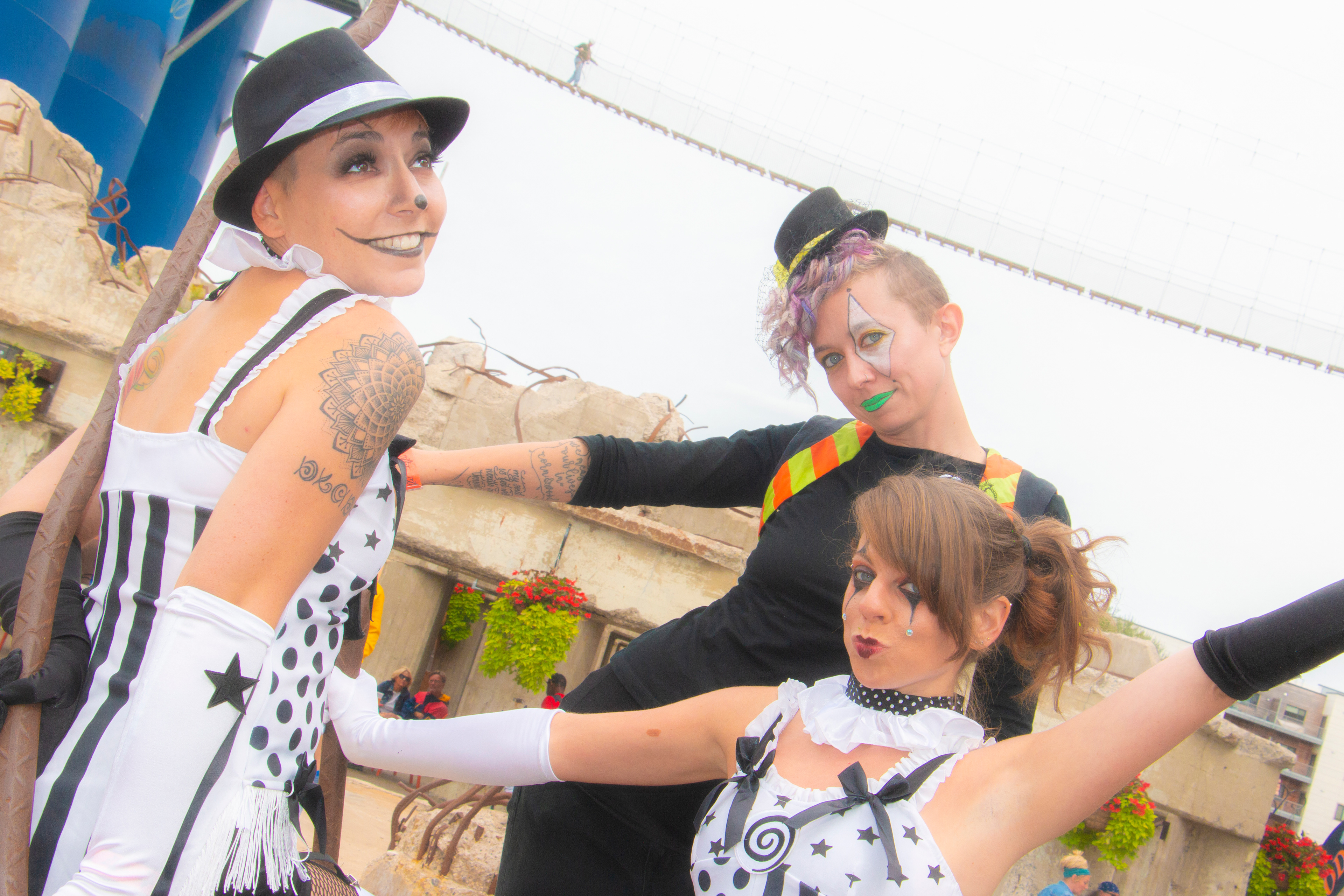 Roving actors/hoop artists at Music Is Art, Riverworks, Buffalo NY.