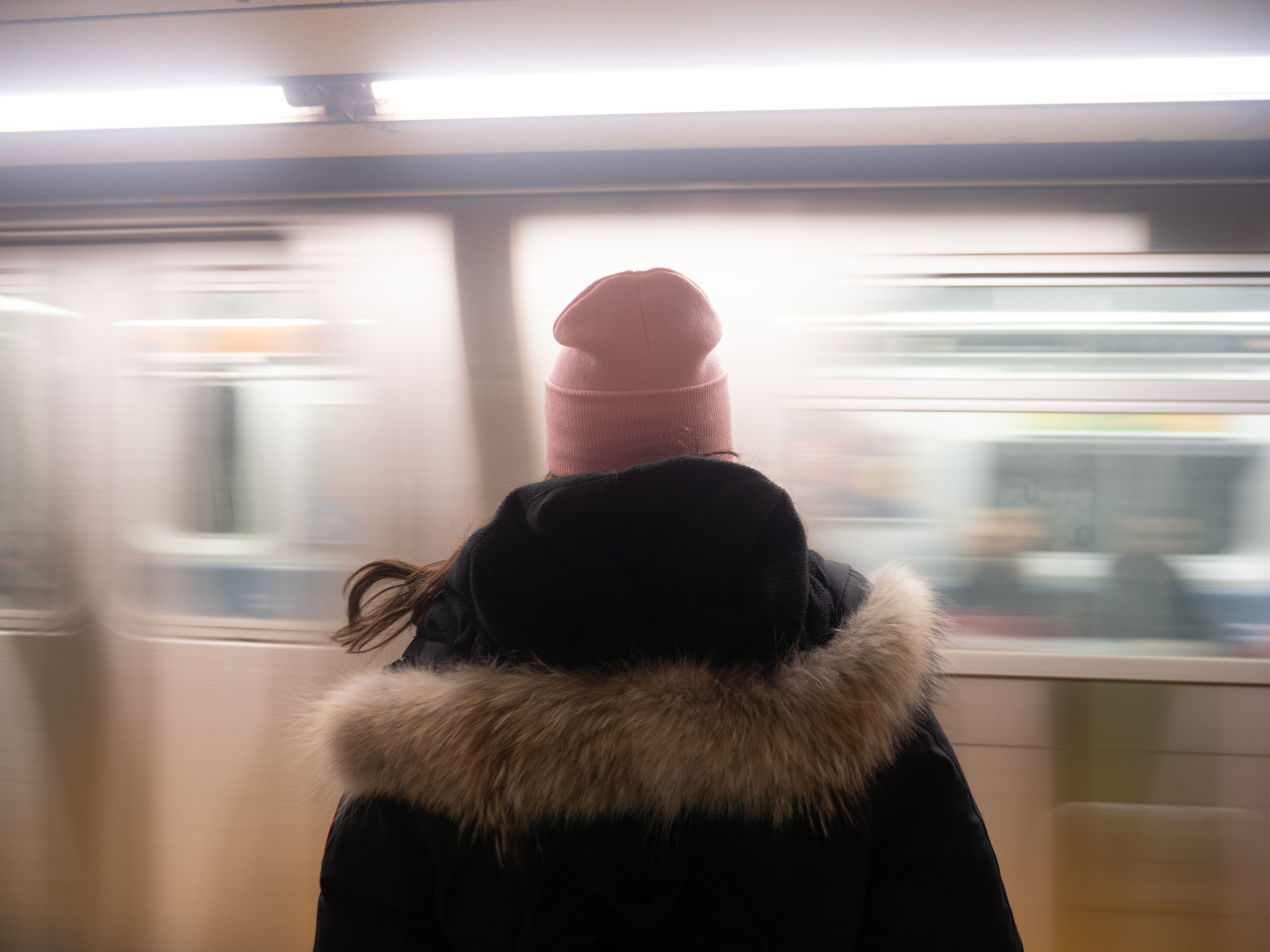 Jenna Bondy inside a New York City subway station.