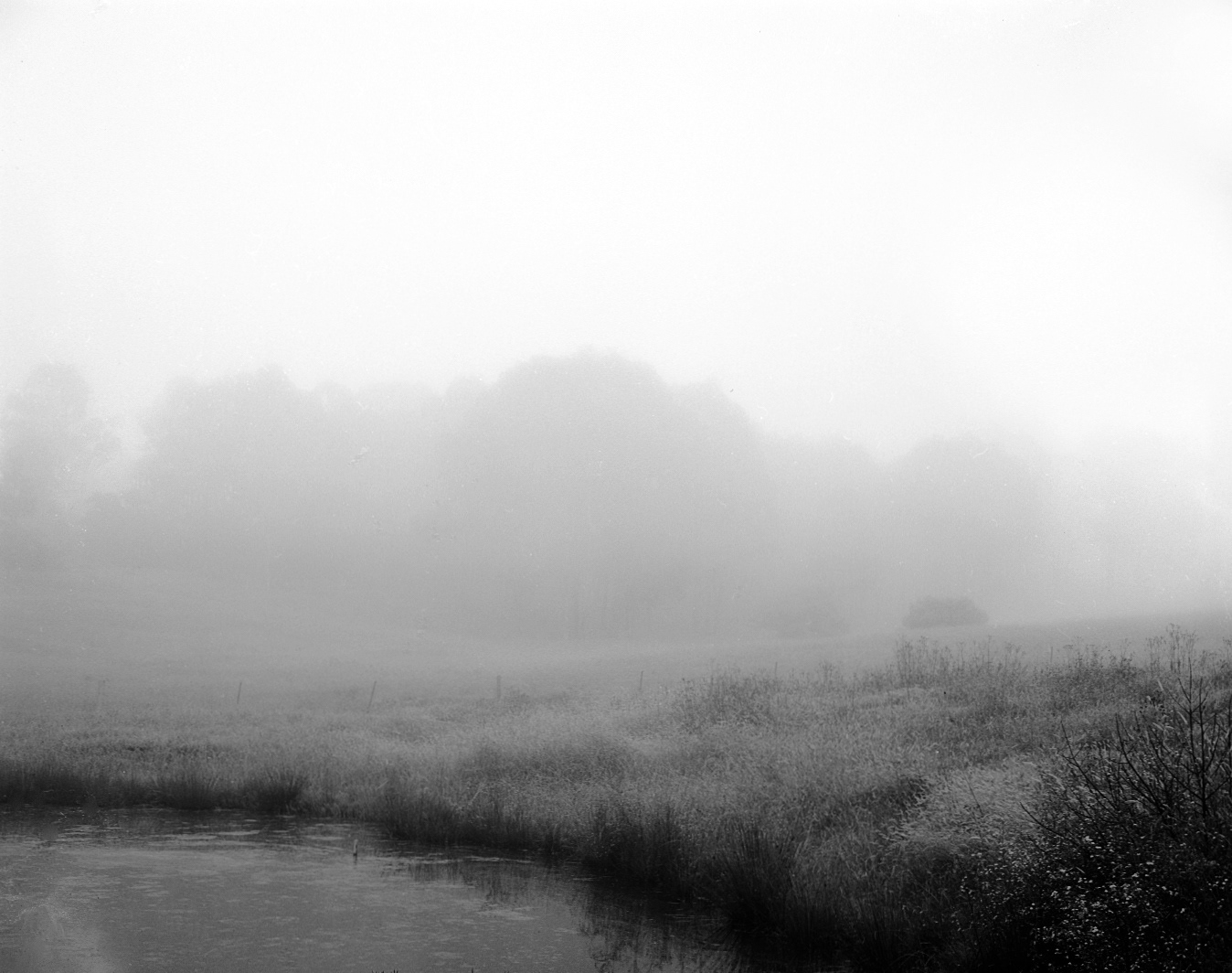 A foggy morning overlooking the dam on large format film