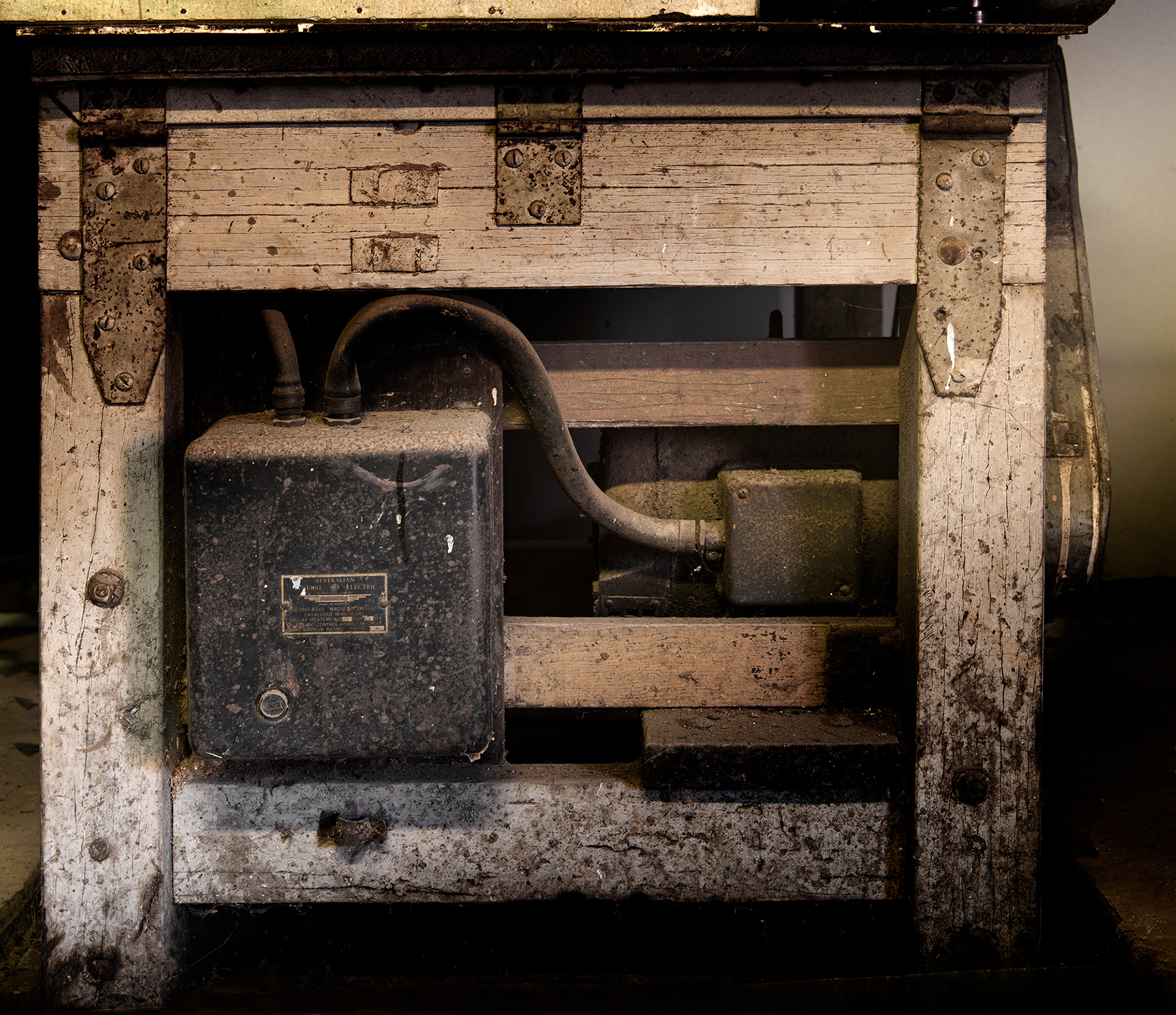 Handmade bench saw located in the barn Circa 1914. Possibly used to cut timber for the 1919 front extension