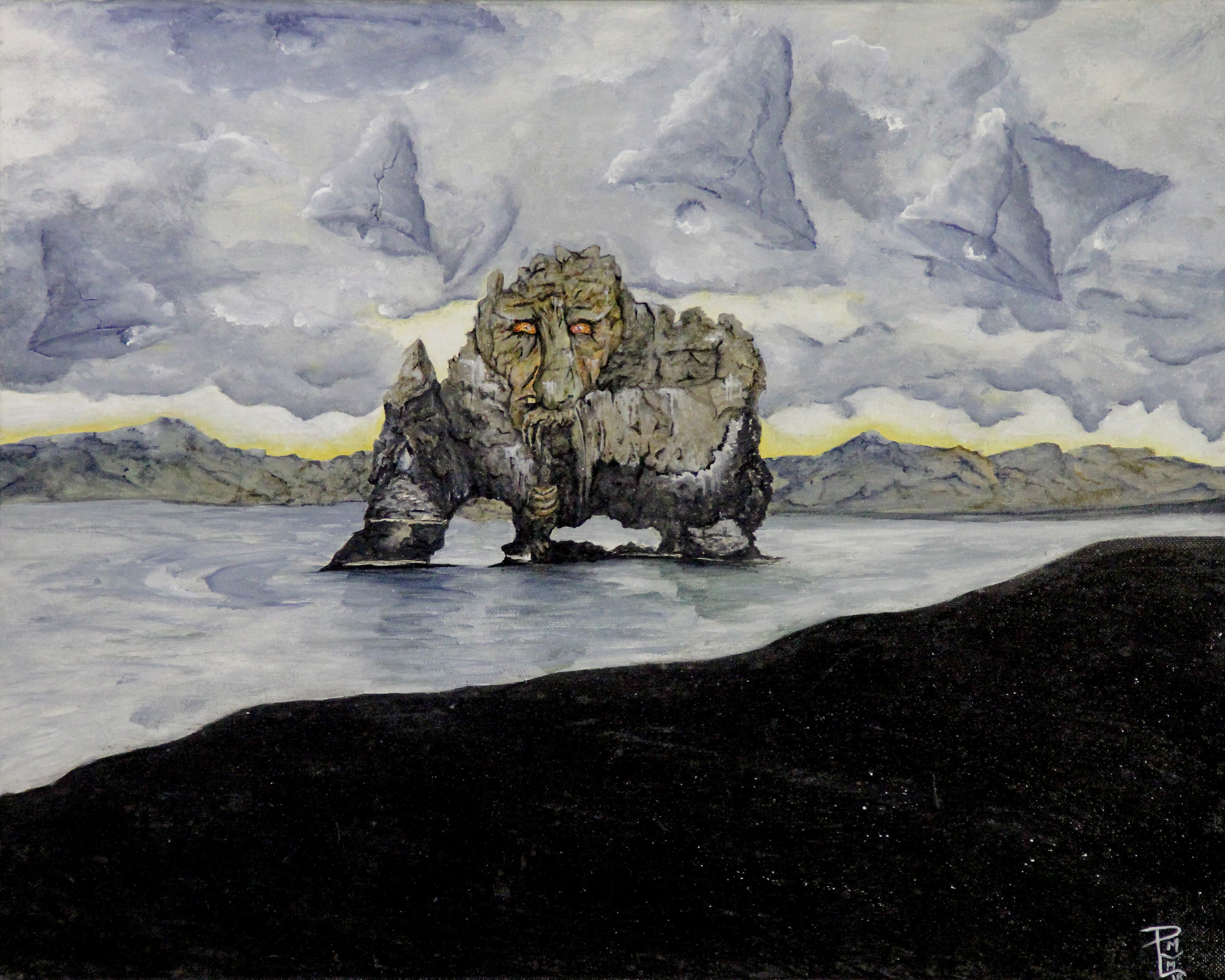 The Cathedral Bells and Troll of Hvítserkur (20x16)