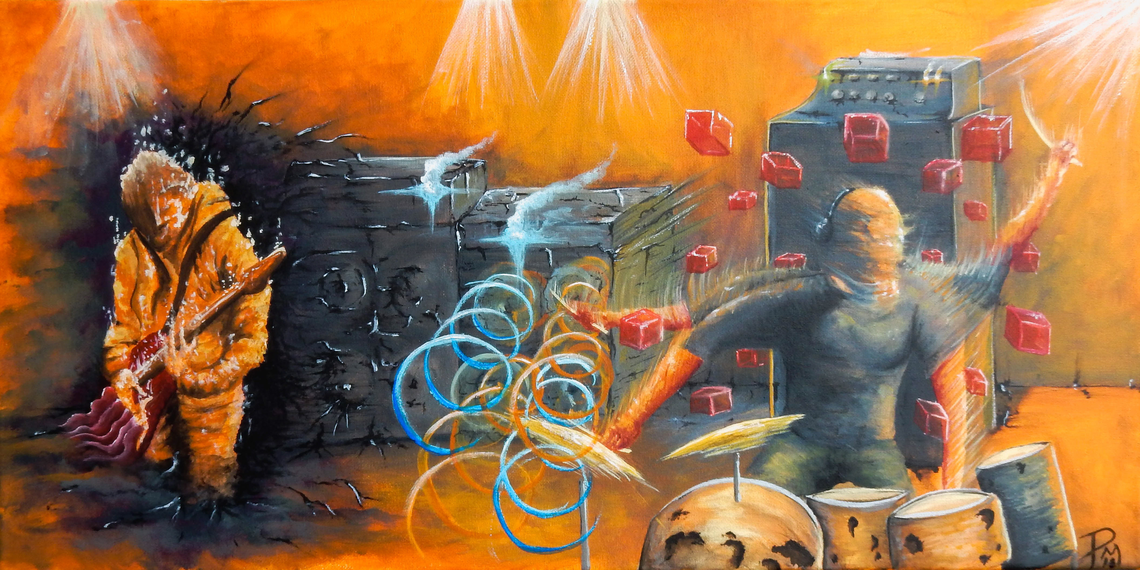 The Rifft Demon and Percussion Monster Play the Cafe (12x24) (Sold)